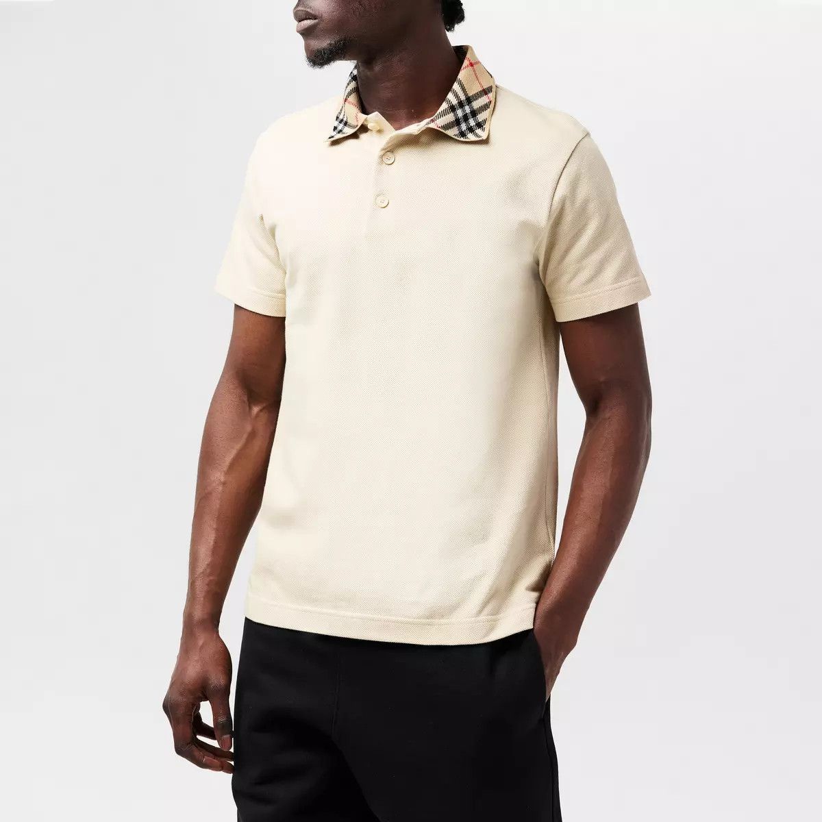 Burberry o1g2r1mq0426 Check Collar Polo Shirt in Ivory Size US S / EU 44-46 / 1 - 2 Thumbnail