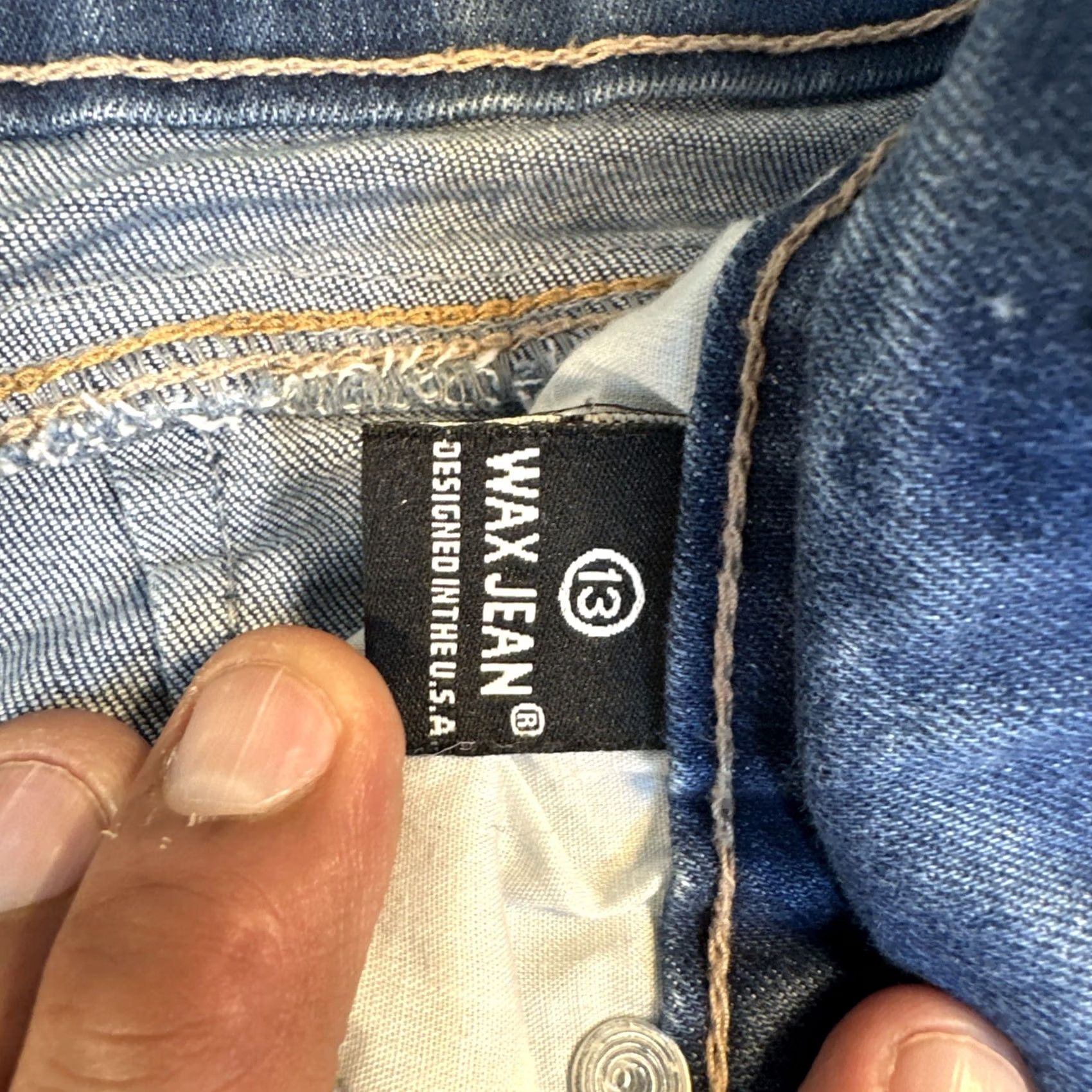 Vintage VINTAGE Women’s Waxed Jeans Size 13 X 31 Blue Distressed Skinny Jeans Women 13 Blue Distressed Wax Jean Jeans Size 34" / US 12 / IT 48 - 3 Thumbnail