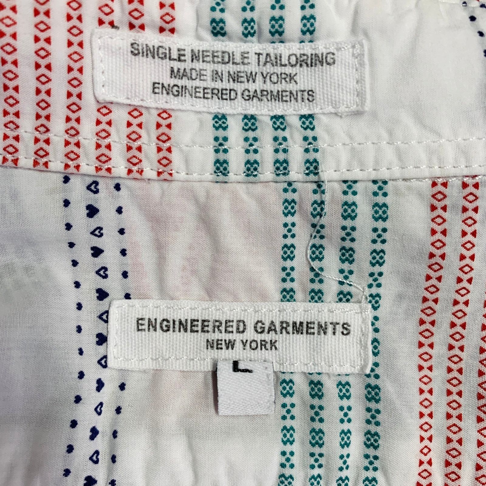 Engineered Garments Size L White Multi Color Stripe Cotton Long Sleeve Shirt Size US L / EU 52-54 / 3 - 5 Thumbnail