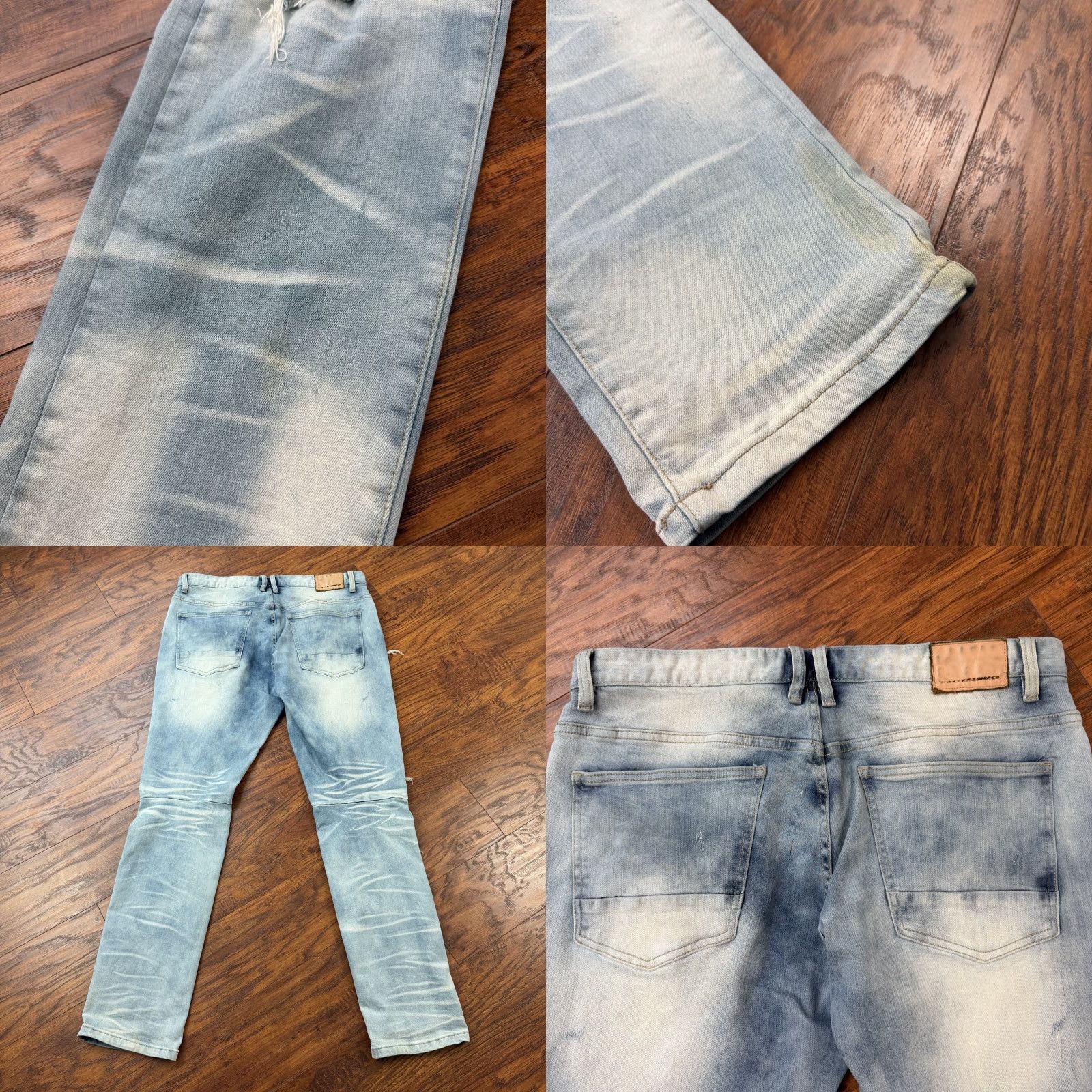 Vintage Smoke Rise Jeans Men 38 Straight Distressed Stretch Casual Moto Acid Wash Grunge Denim Jeans Mens 38x34 Spring 90s Style Size US 38 / EU 54 - 8 Thumbnail