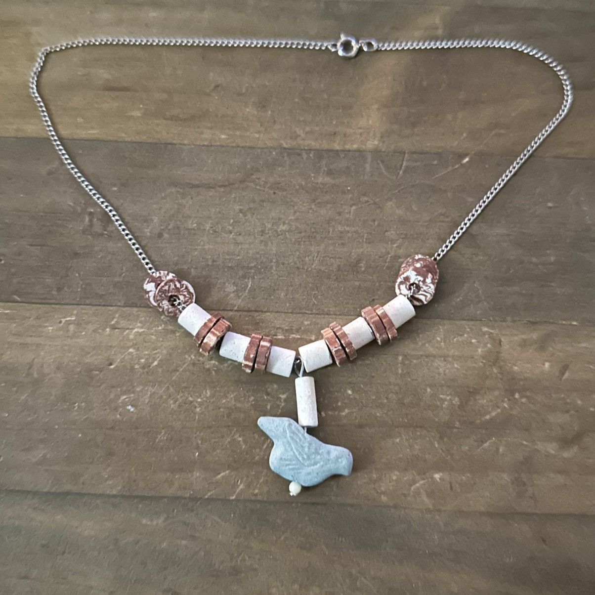 Vintage Vintage porcelain bead bird necklace Size ONE SIZE - 3 Thumbnail
