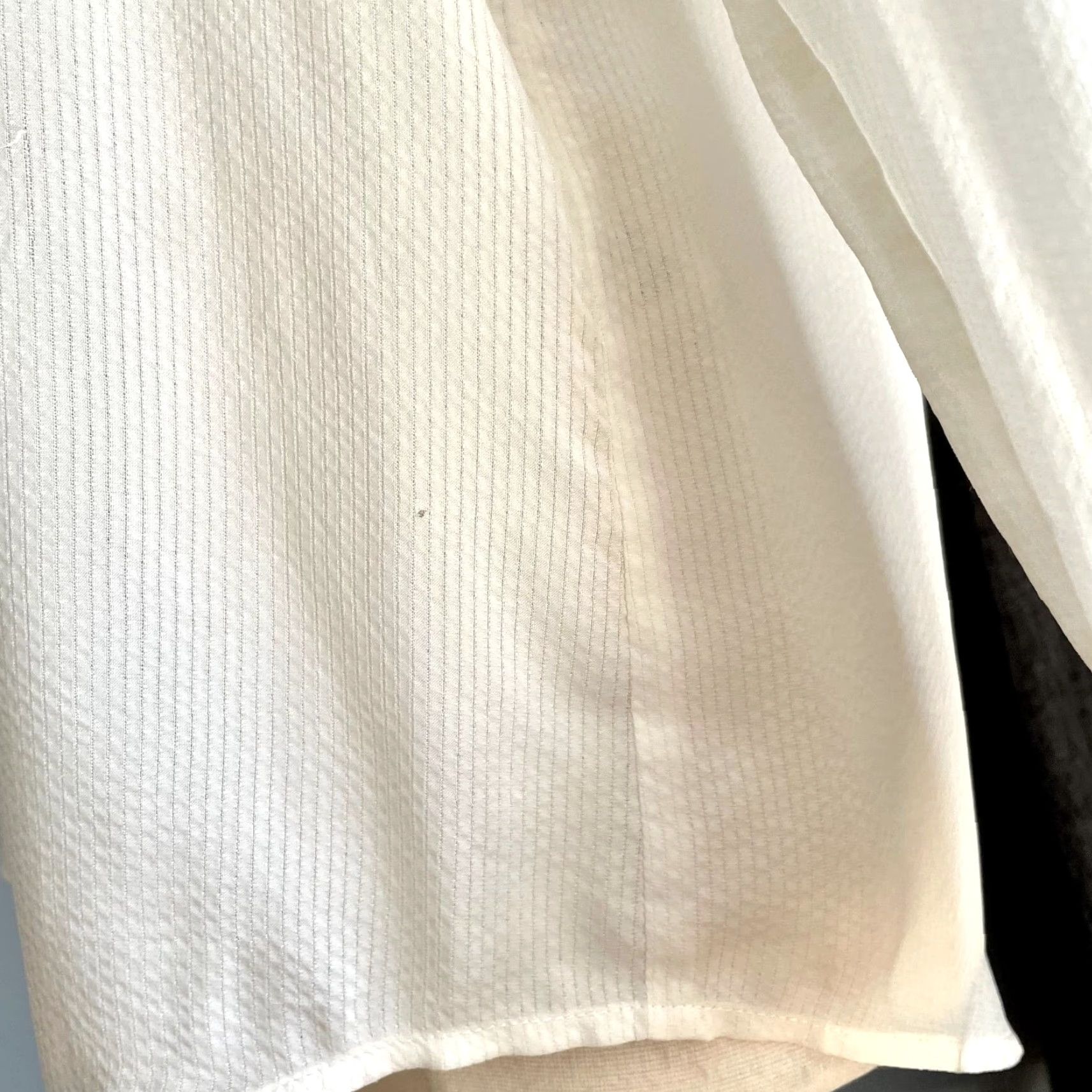 Vintage Baldwin Blouse Shirt Cupro Textured Stripe Button Front M Ivory Womens Size M / US 6-8 / IT 42-44 - 6 Thumbnail