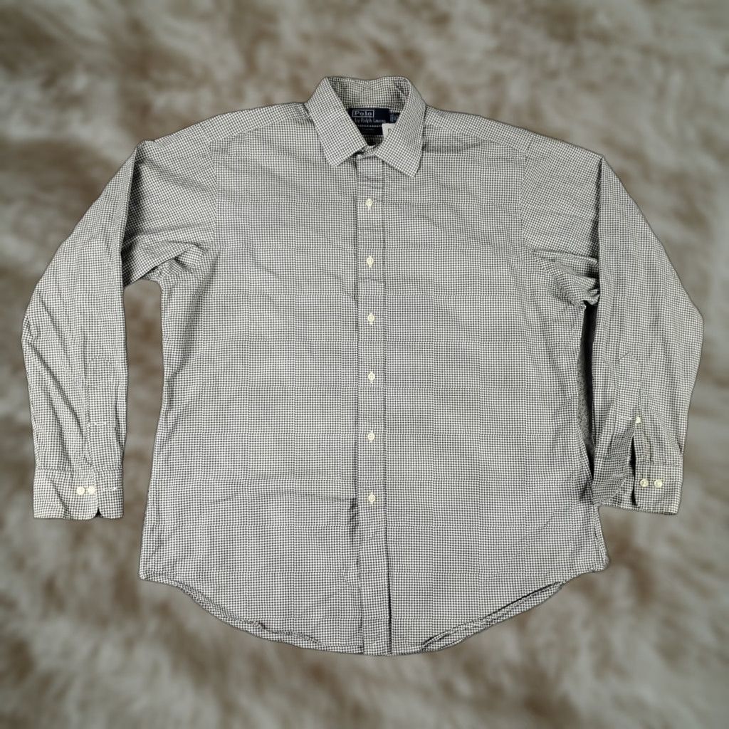 Ralph Lauren Ralph Lauren Dress Shirt Mens 16.5 Gray Check Cotton Button Up Long Sleeve, Non-Iron, Classic Fit, Regular, 16.5 Neck, Gray, Mens Size 42R - 1 Thumbnail