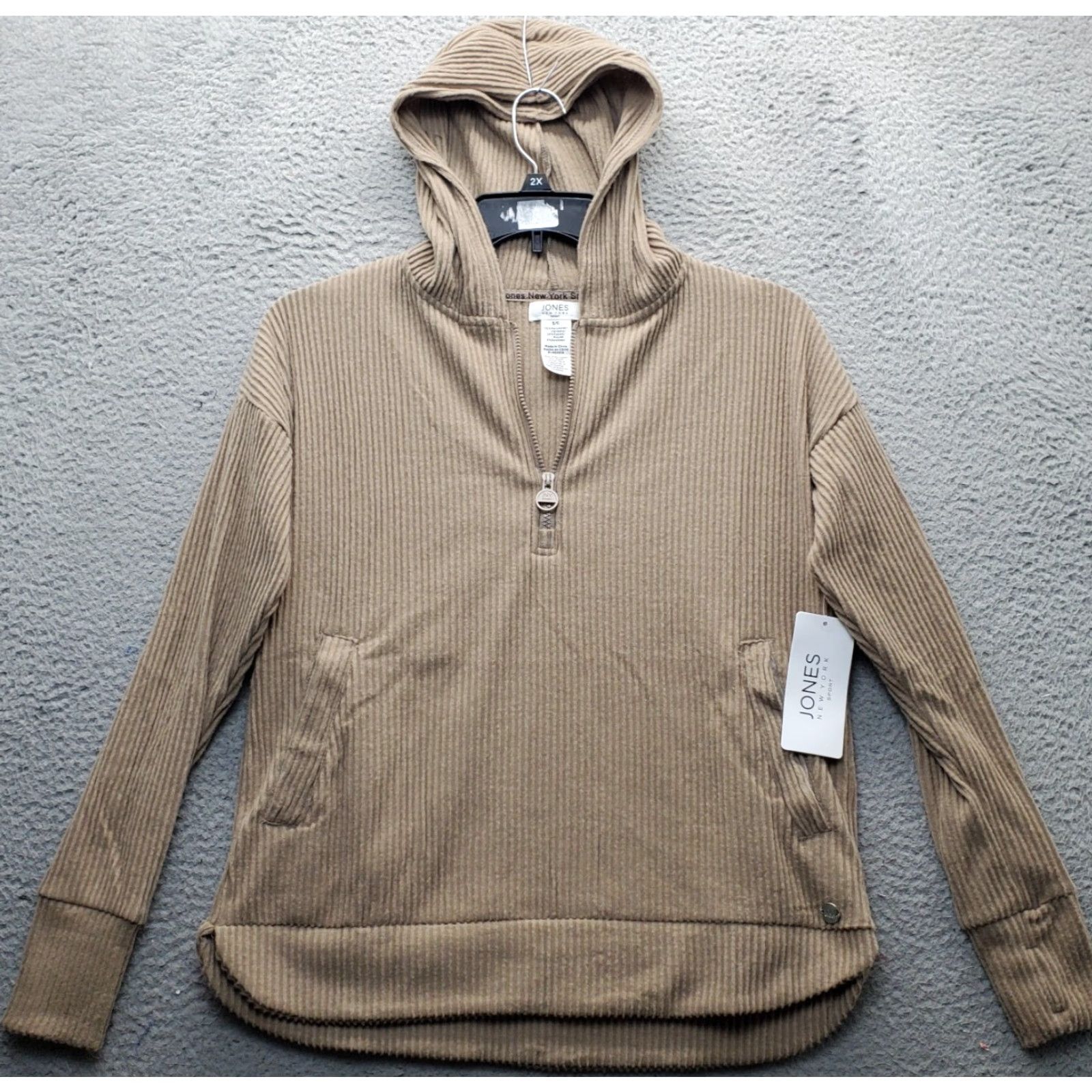 Jones New York Jones New York Hoodie Womens Small Brown Sport Rib Breathable Thumb Hole Sleeve Size S / US 4 / IT 40 - 2 Thumbnail