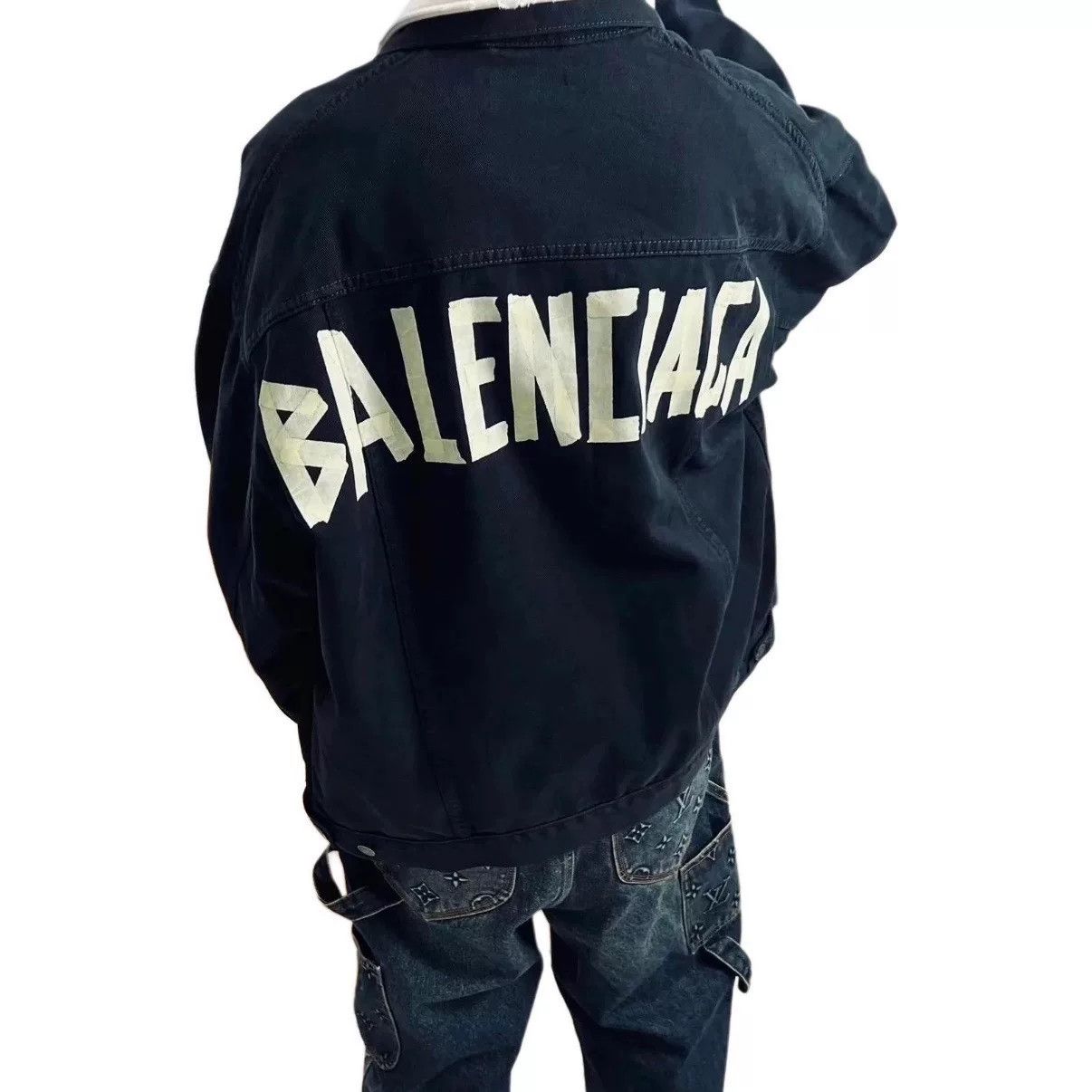 Balenciaga black balenciaga denim jacket with logo Size US M / EU 48-50 / 2 - 6 Thumbnail