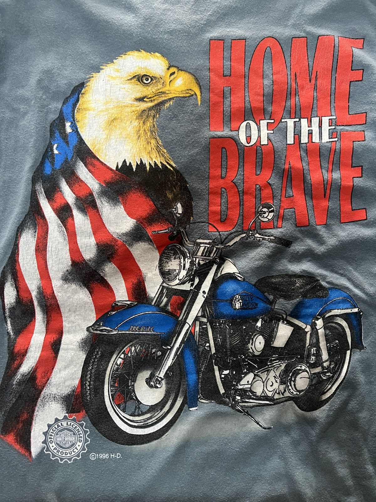 Harley Davidson Harley-Davidson Vintage Henley Blue Home Of the Brave 90s Size US L / EU 52-54 / 3 - 6 Thumbnail