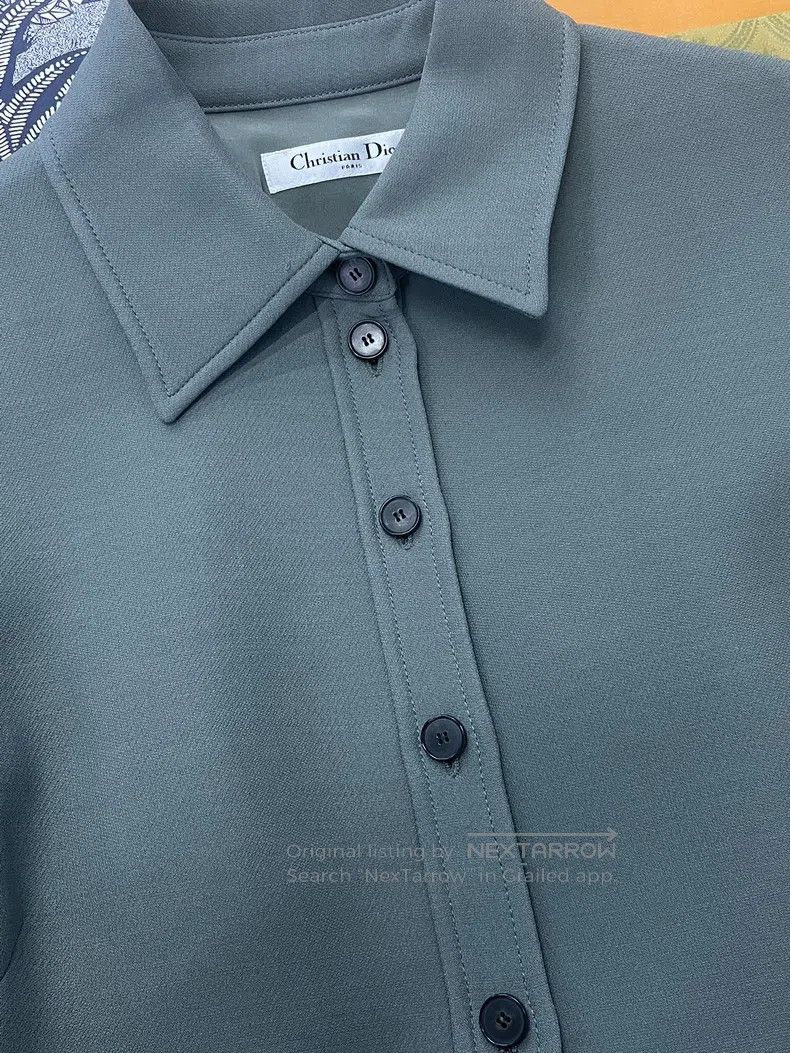 Dior Dior Blue-green silk wool doll collar dress Size XS / US 0-2 / IT 36-38 - 2 Thumbnail