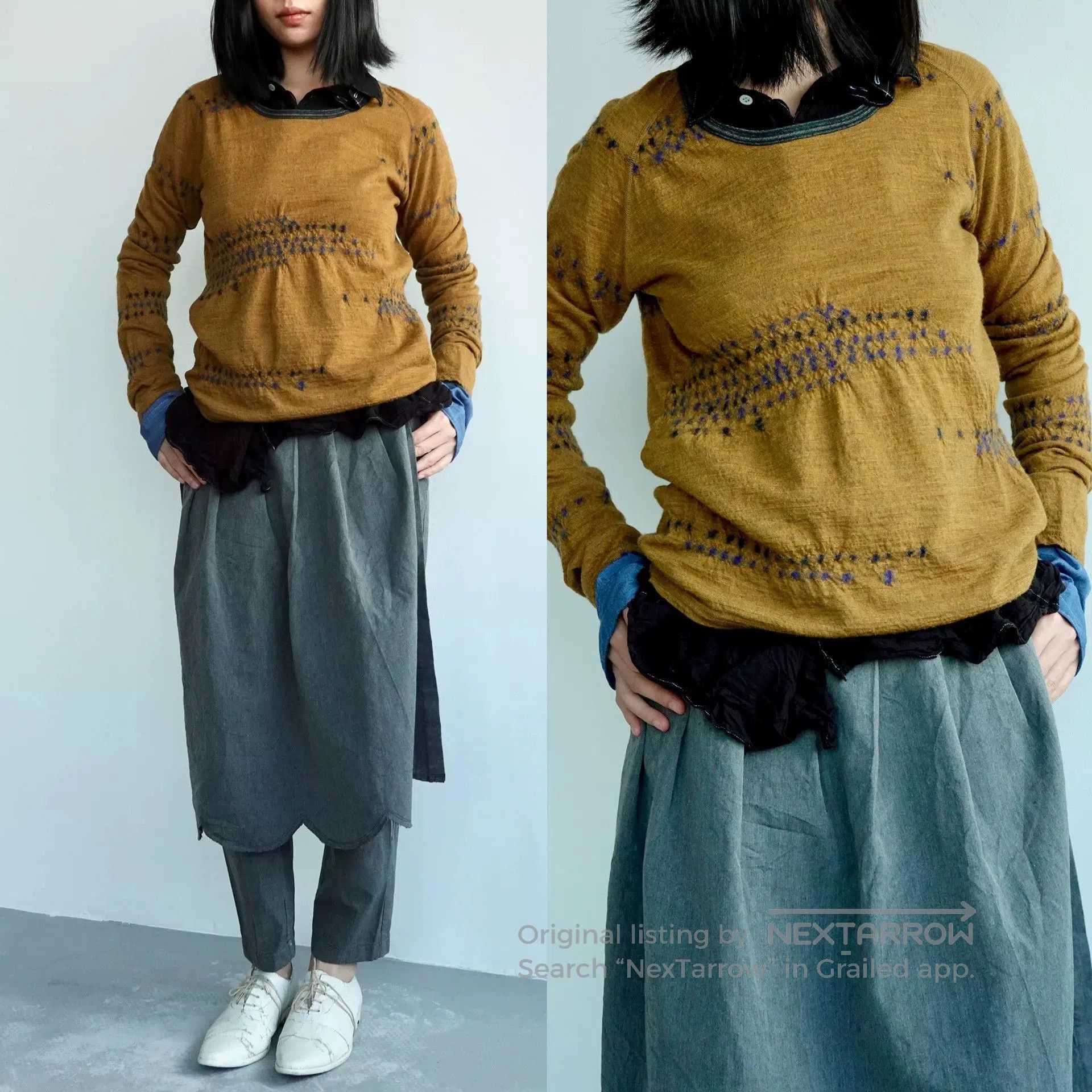 Kapital Kapital Wool Long T-Shirt with Indigo Dye. Size US M / EU 48-50 / 2 - 2 Thumbnail