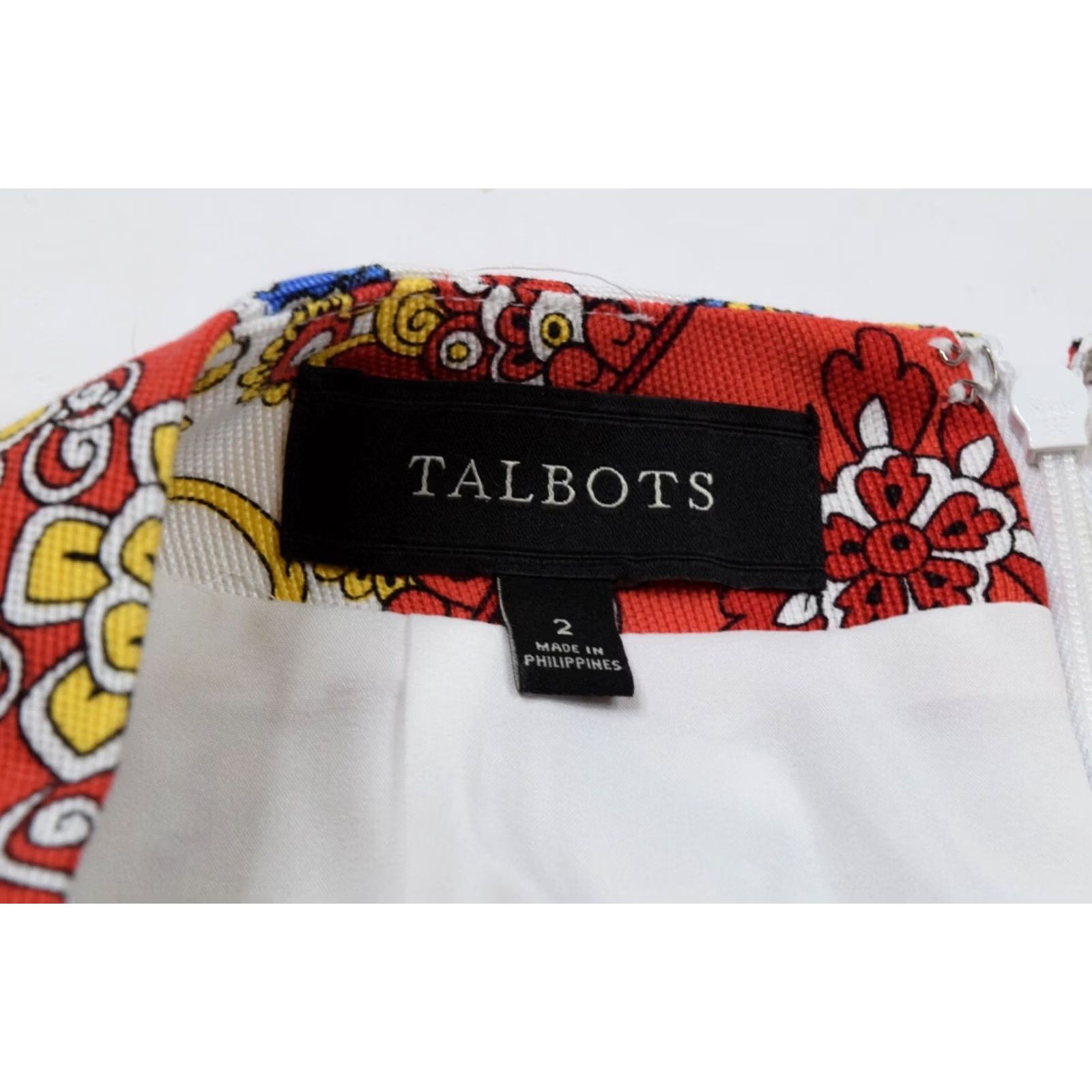 Talbots Talbots Skirt Womens 2 Pull On Pencil Paisley Lyocell Cotton White Multicolor Blue Red 90s? Size 26" / US 2 / IT 38 - 4 Thumbnail