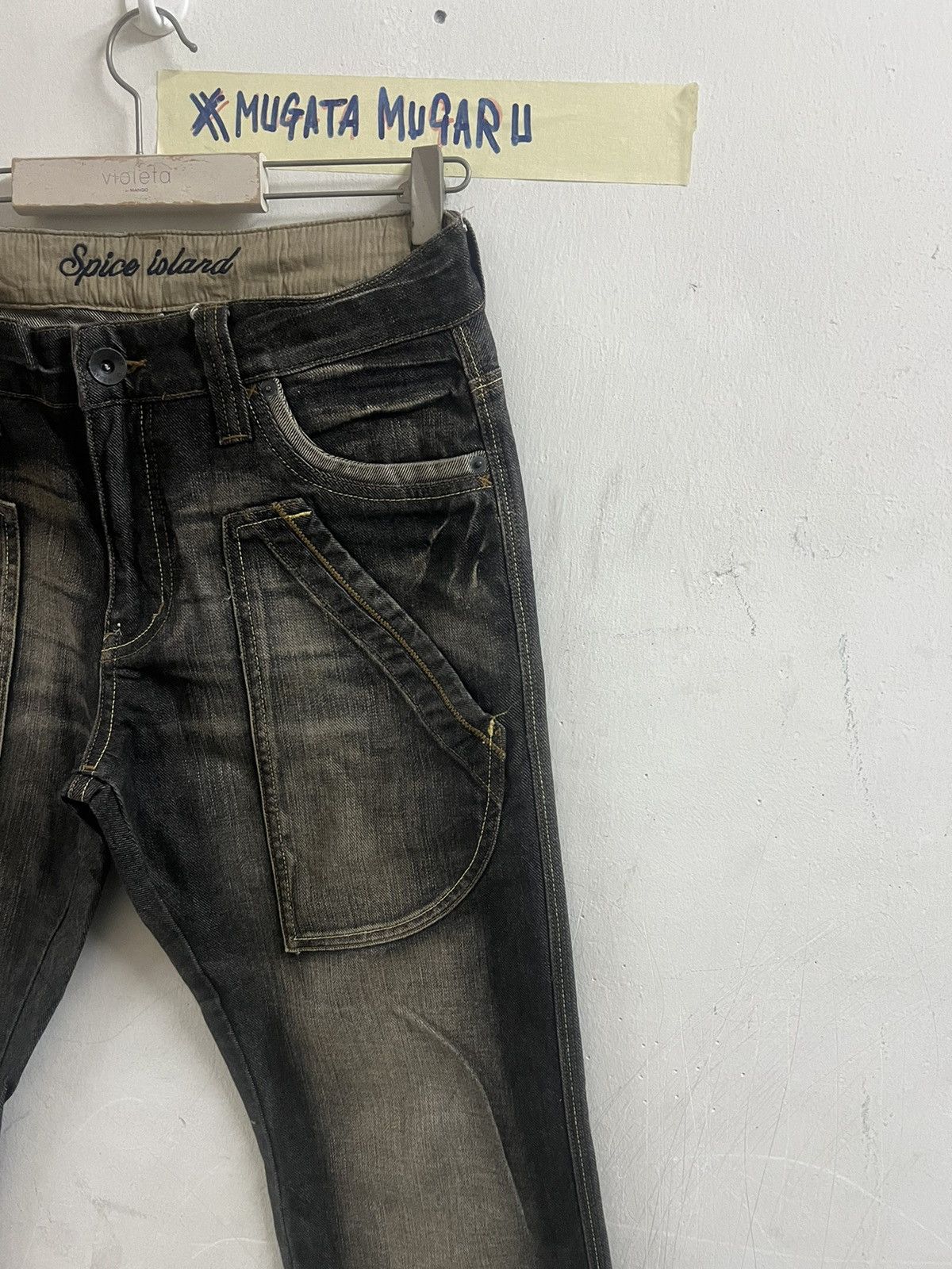 Designer × Hysteric Glamour × Japanese Brand FLARED🔥BLACK FADED SPICE ISLAND DISTRESS DENIM PANT Size US 31 - 7 Thumbnail