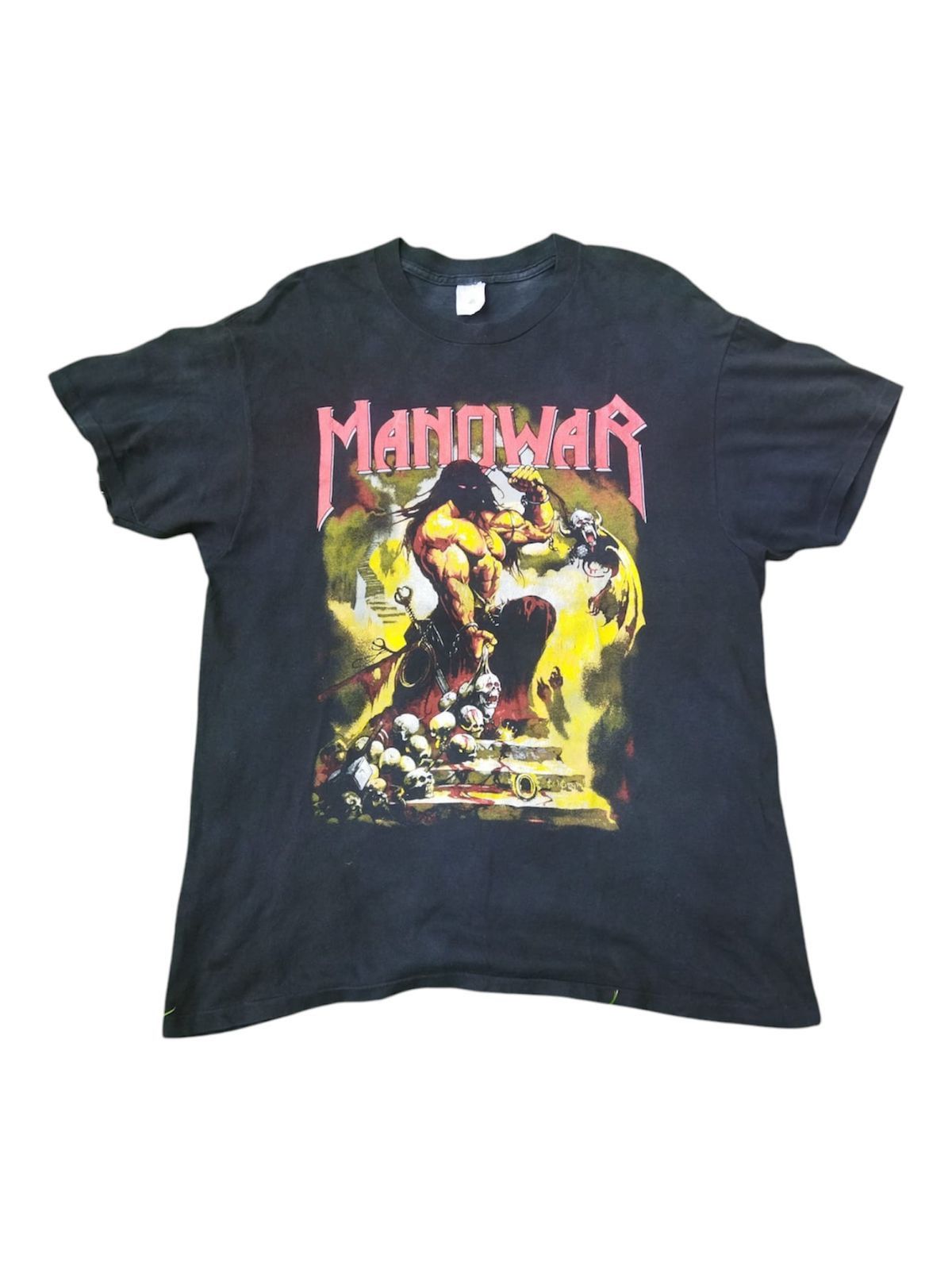 Band Tees × Vintage Vintage 90s Manowar Metal Tee Size US L / EU 52-54 / 3 - 1 Thumbnail