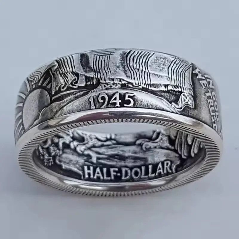Jewelry New US 1945 HALF DOLLAR Men Rings ( size 6-111 ) Size ONE SIZE - 2 Thumbnail