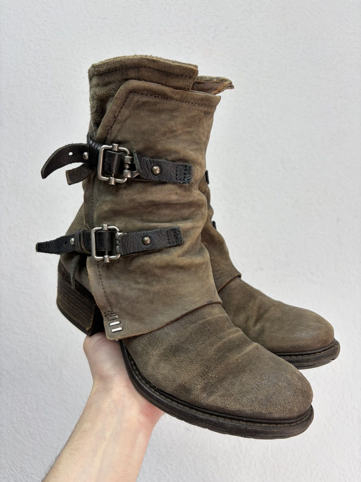 Hedi Slimane Distressed Leather Engineer Boots Buckle Strap Guidi Vibe Size US 8 / EU 41 - 4 Thumbnail