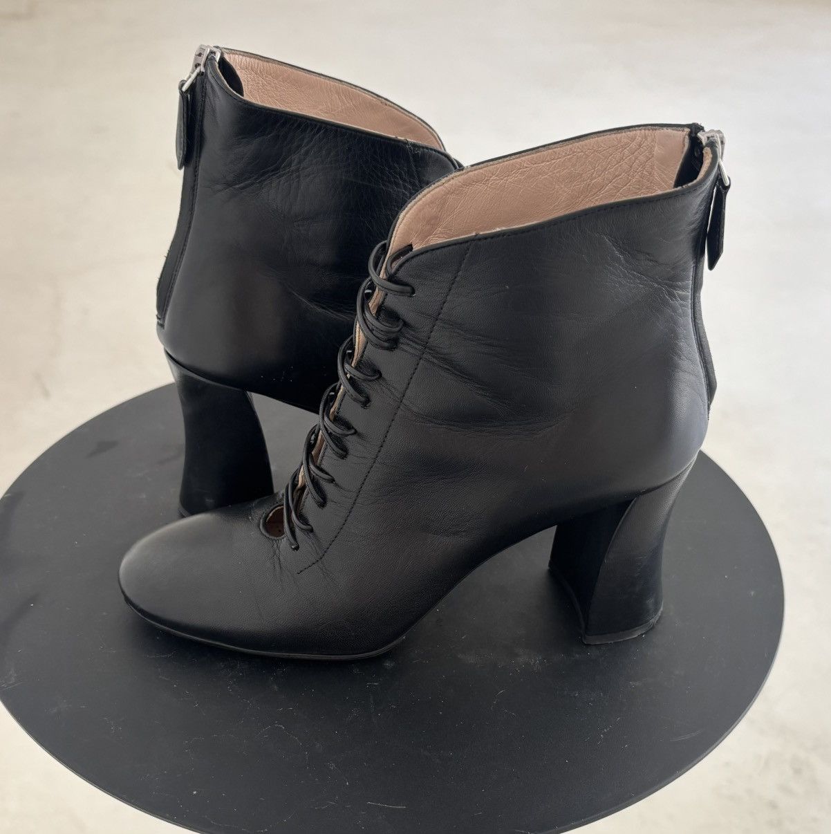 Miu Miu Miu Miu Black Leather Lace-Up Ankle Boots Size US 4 / IT 34 - 4 Thumbnail