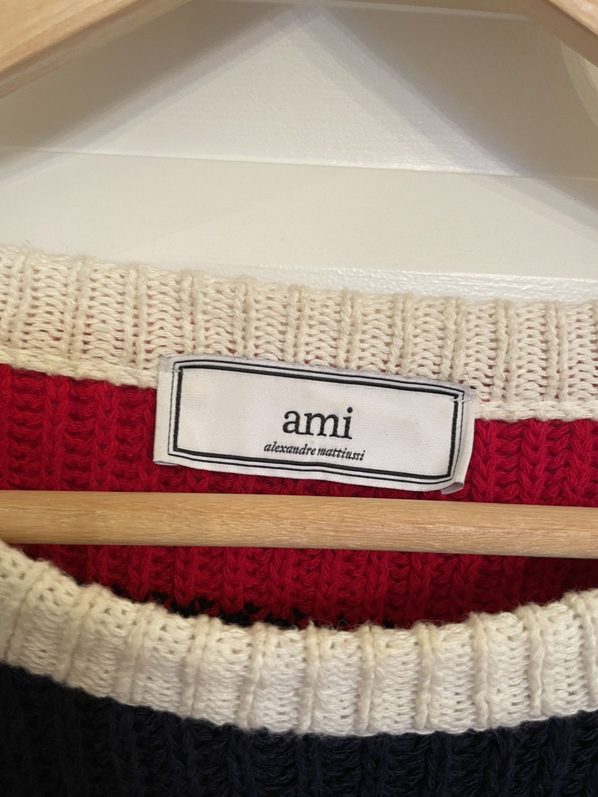 AMI ami Cotton knit sweater navy red Size US M / EU 48-50 / 2 - 7 Thumbnail