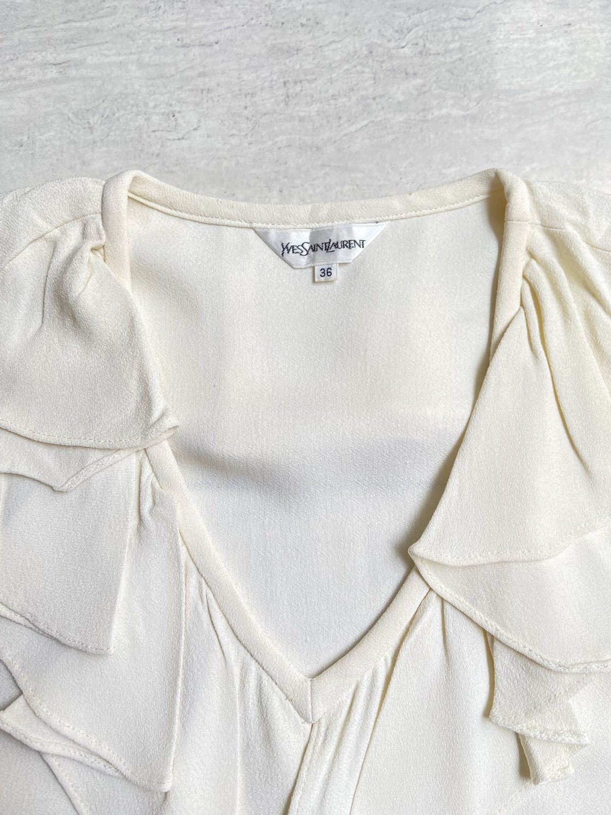 Yves Saint Laurent Yves Saint Laurent White Blouse Size XS / US 0-2 / IT 36-38 - 6 Thumbnail