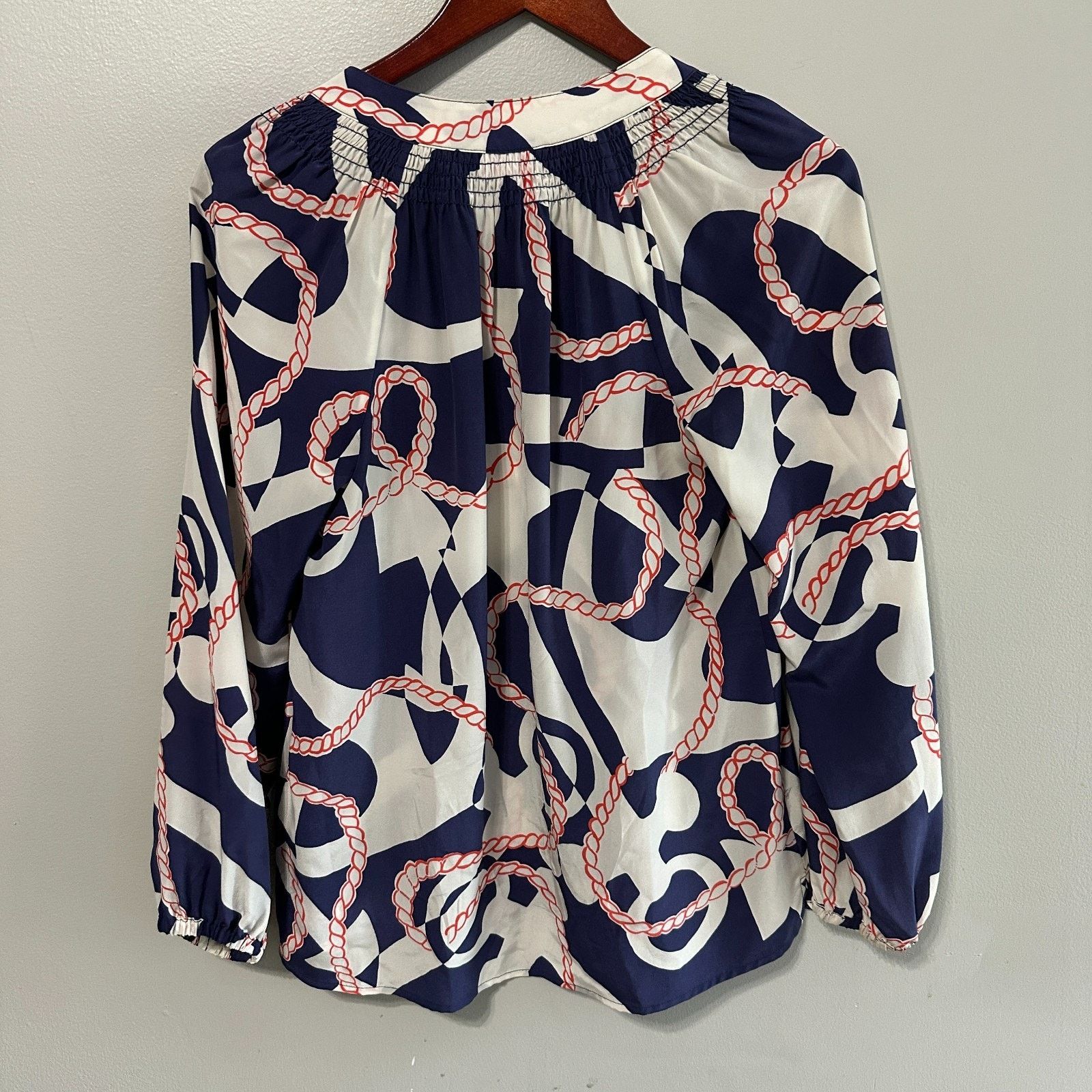 Lilly Pulitzer Lilly Pulitzer Elsa Silk Blouse Booze Cruise XS Navy Long Size XS / US 0-2 / IT 36-38 - 4 Thumbnail
