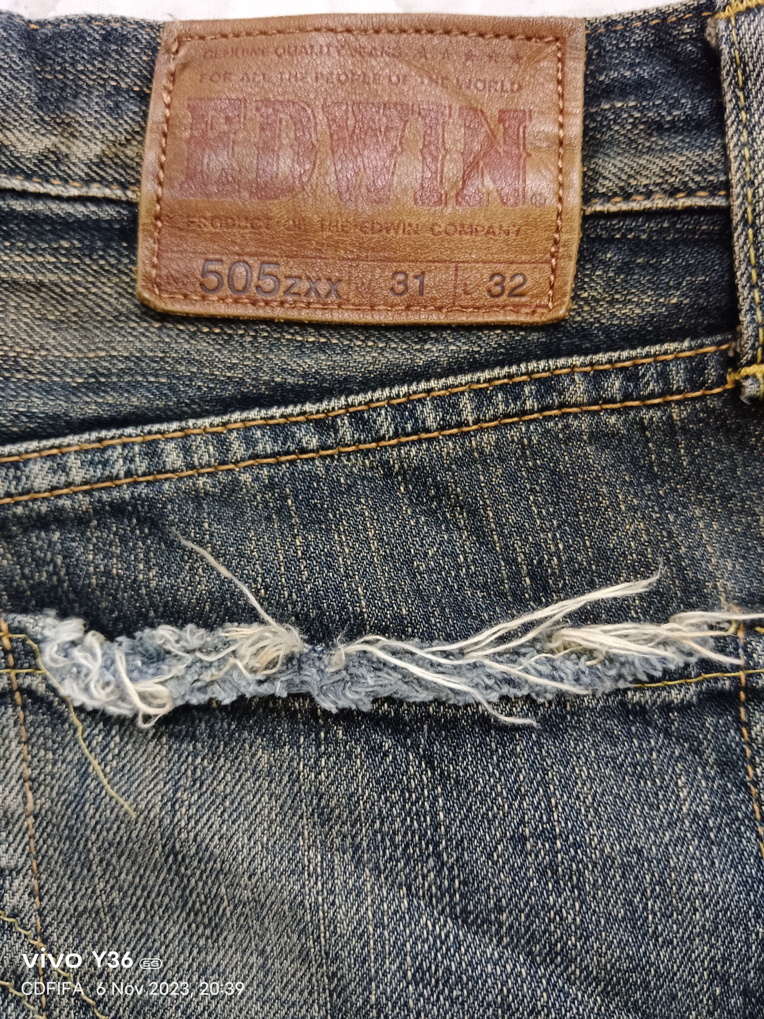 Edwin 💥 Selvedge 💥 Edwin 505 ZXX Distressed Denim Size US 31 - 8 Thumbnail