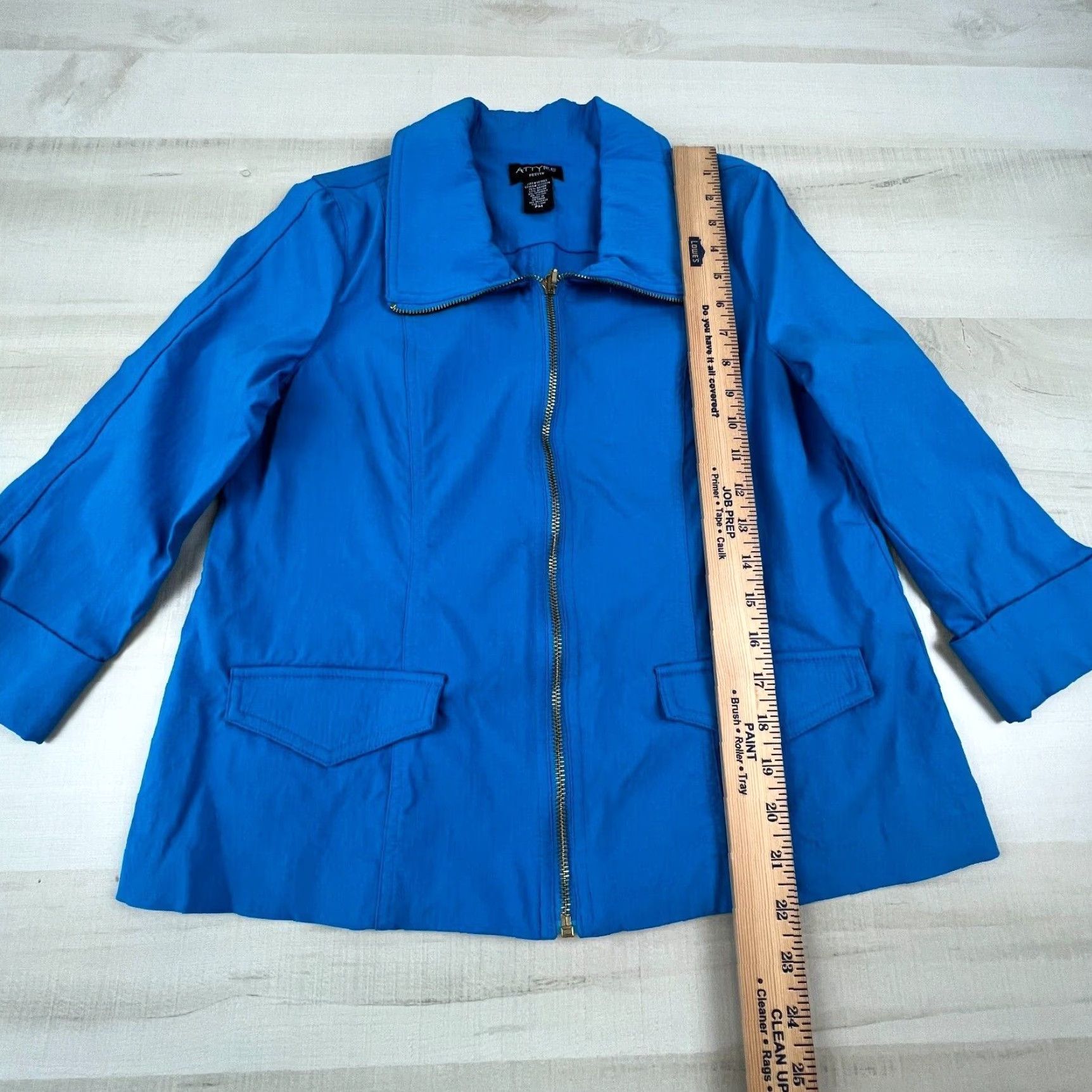 Vintage Attyre Womens Blue 3/4 Sleeve Petite Medium Full Zip Jacket Casual Size M / US 6-8 / IT 42-44 - 6 Thumbnail