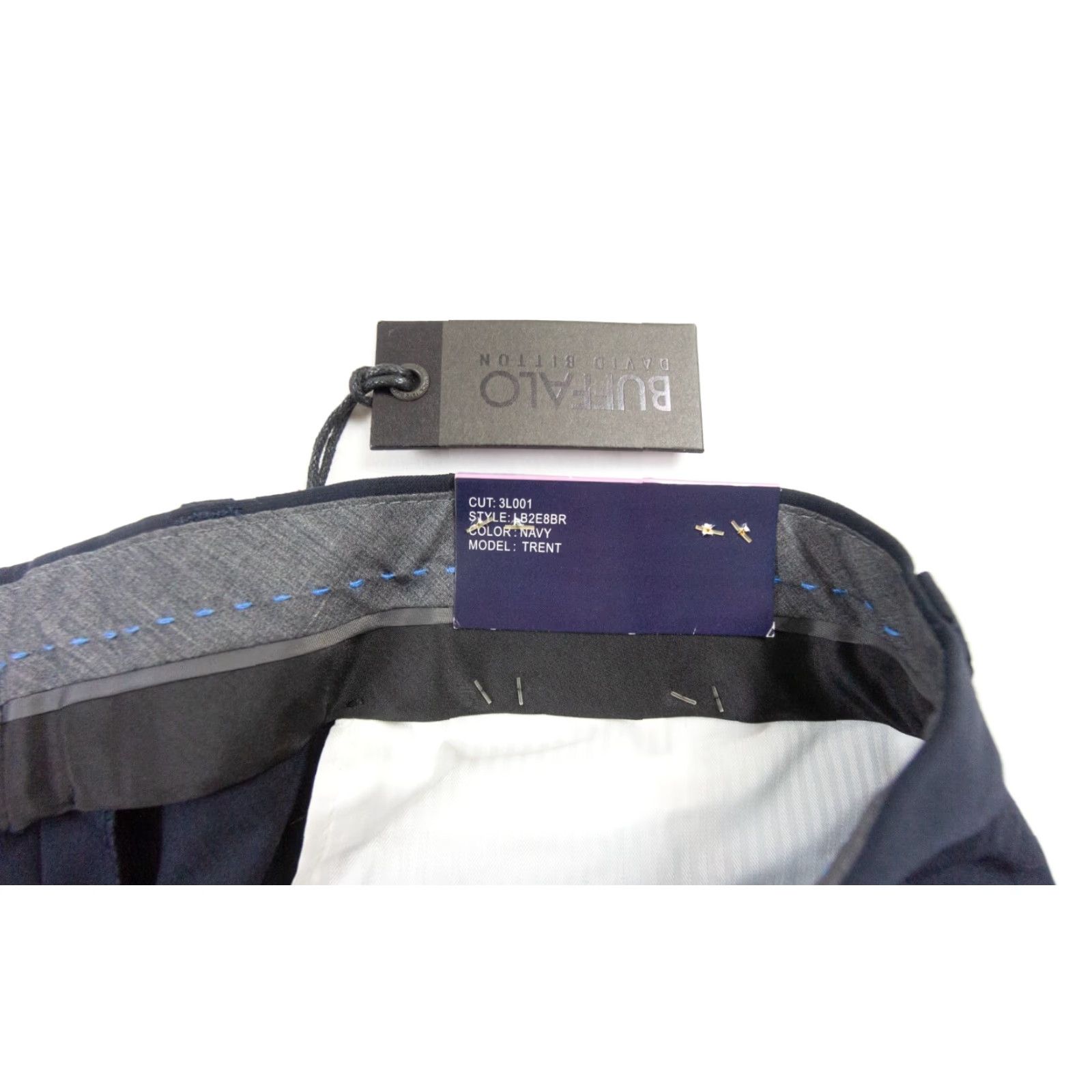 Buffalo David Bitton Buffalo by David Bitton Mens Trent Pant 38x32 Blue Slim Fit Stretch Dress Pant Business Casual Formal Workwear Pants Regular Straight Front Velvet? Size US 38 / EU 54 - 4 Thumbnail