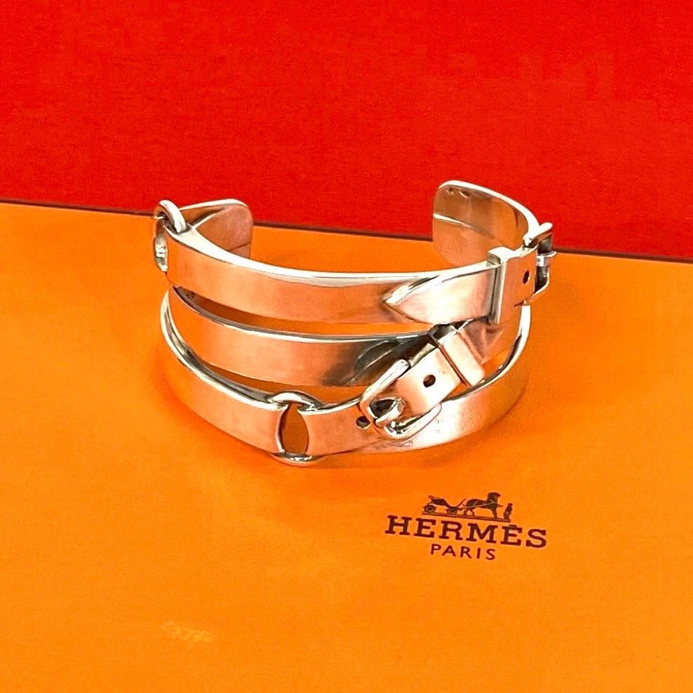 Hermes Hermes Hermes Cinture Silver Bracelet Precious Metal Bangle DUTY FREE for USA Size ONE SIZE - 1 Thumbnail