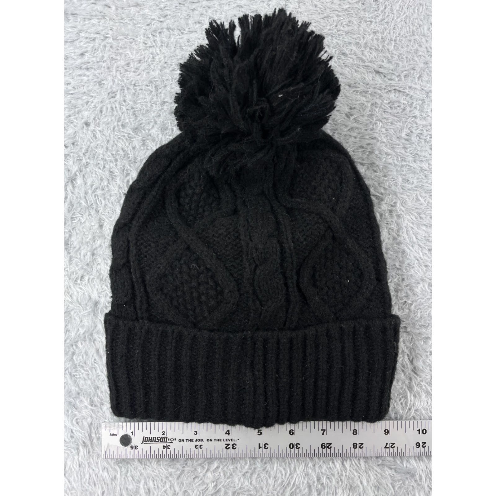 Vintage Sonoma Beanie Adult One Size Black Cable Knit Polyester Lined Ski Pom Size ONE SIZE - 4 Thumbnail