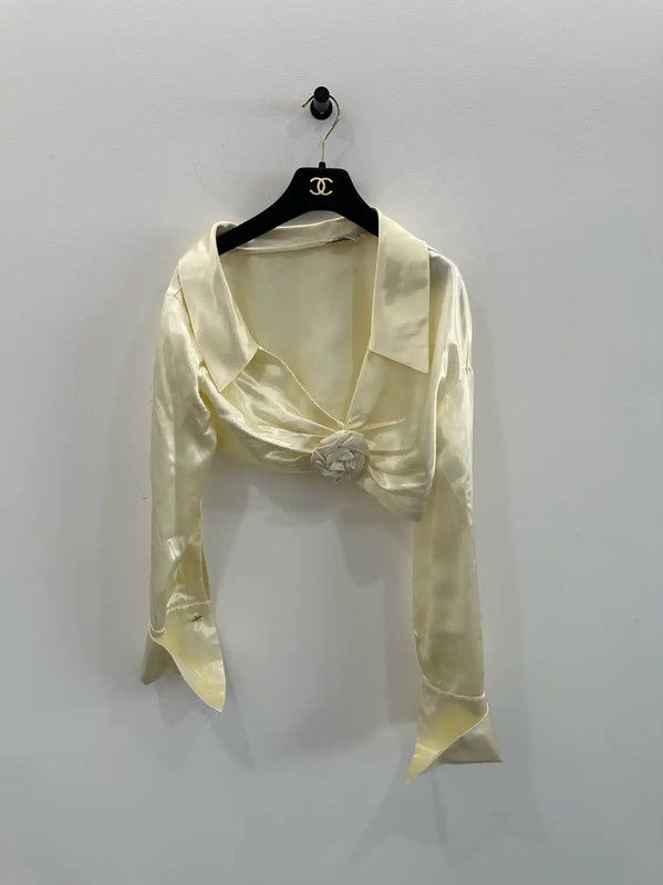 Fendi Fendi Cream Silk Women's Shirt 0089 Size L / US 10 / IT 46 - 1 Thumbnail