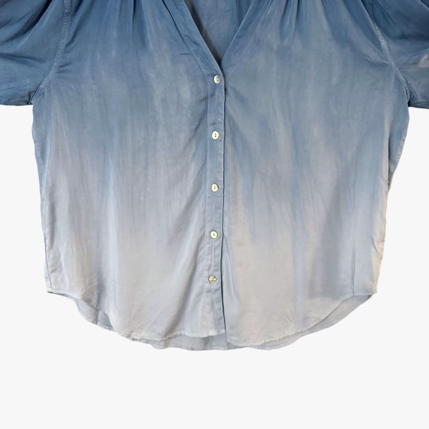 CLOT Cloth & Stone Blouse Blue Ombre Shirred Button-Up Shirt Top Women M Shirt Size M / US 6-8 / IT 42-44 - 6 Thumbnail