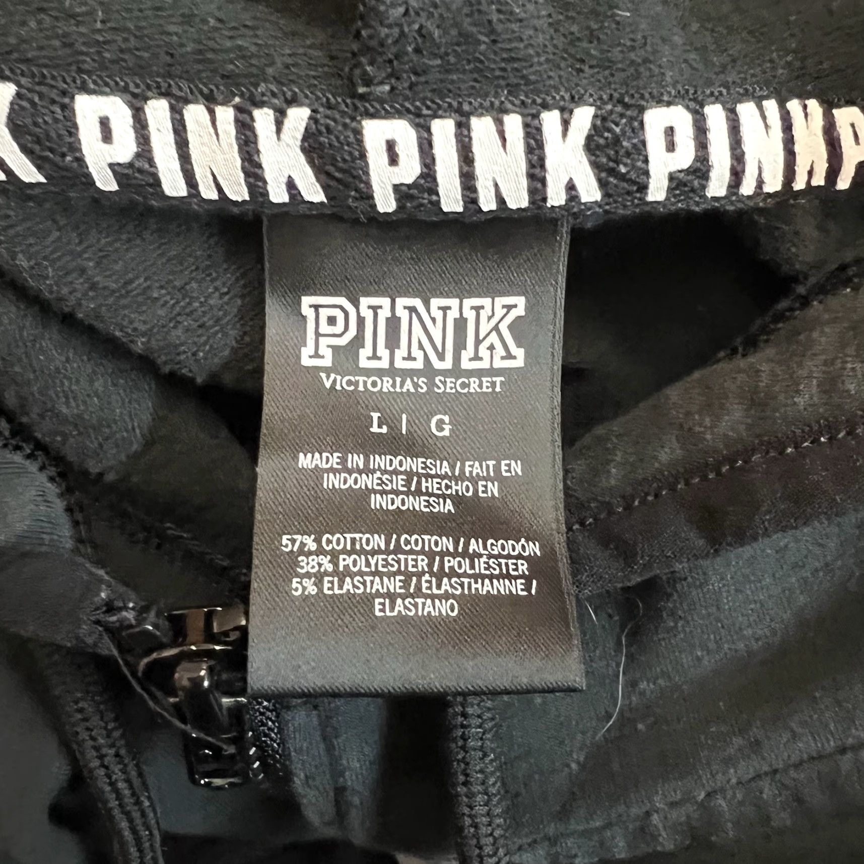 Victoria's Secret Victoria's Secret PINK Full Zip Hooded Sweatshirt Womens L Black Shirt Size L / US 10 / IT 46 - 6 Thumbnail