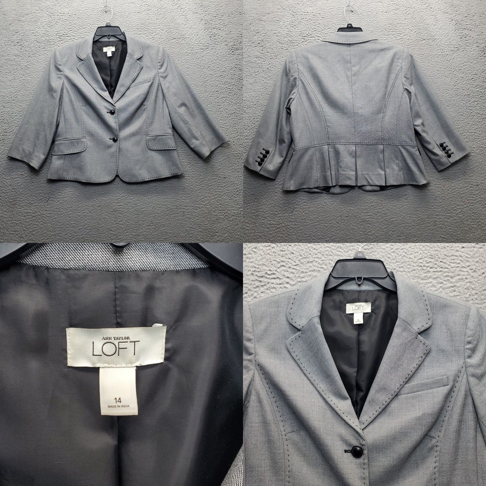 Loft LOFT 2 Piece Suit Jacket & Marisa Pants Womens 12/14 Gray Formal Single Breasted Size 34" / US 12 / IT 48 - 9 Thumbnail