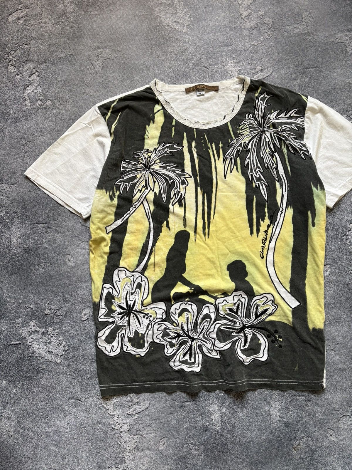 Roberto Cavalli Vintage CLASS Roberto Cavalli Y2K Tropical Palm Print Tee Size XXL / US 16-18 / IT 52-54 - 2 Thumbnail
