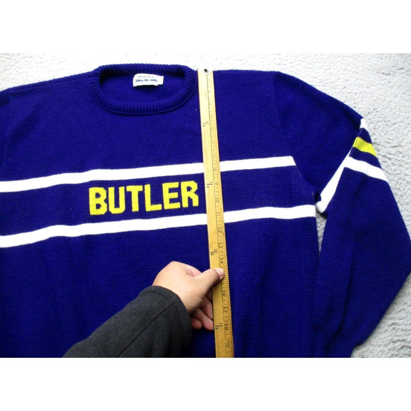 Vintage VINTAGE Brandon Sweater Mens Large Blue Stripe Acrylic Crewneck 80s Size US L / EU 52-54 / 3 - 4 Thumbnail
