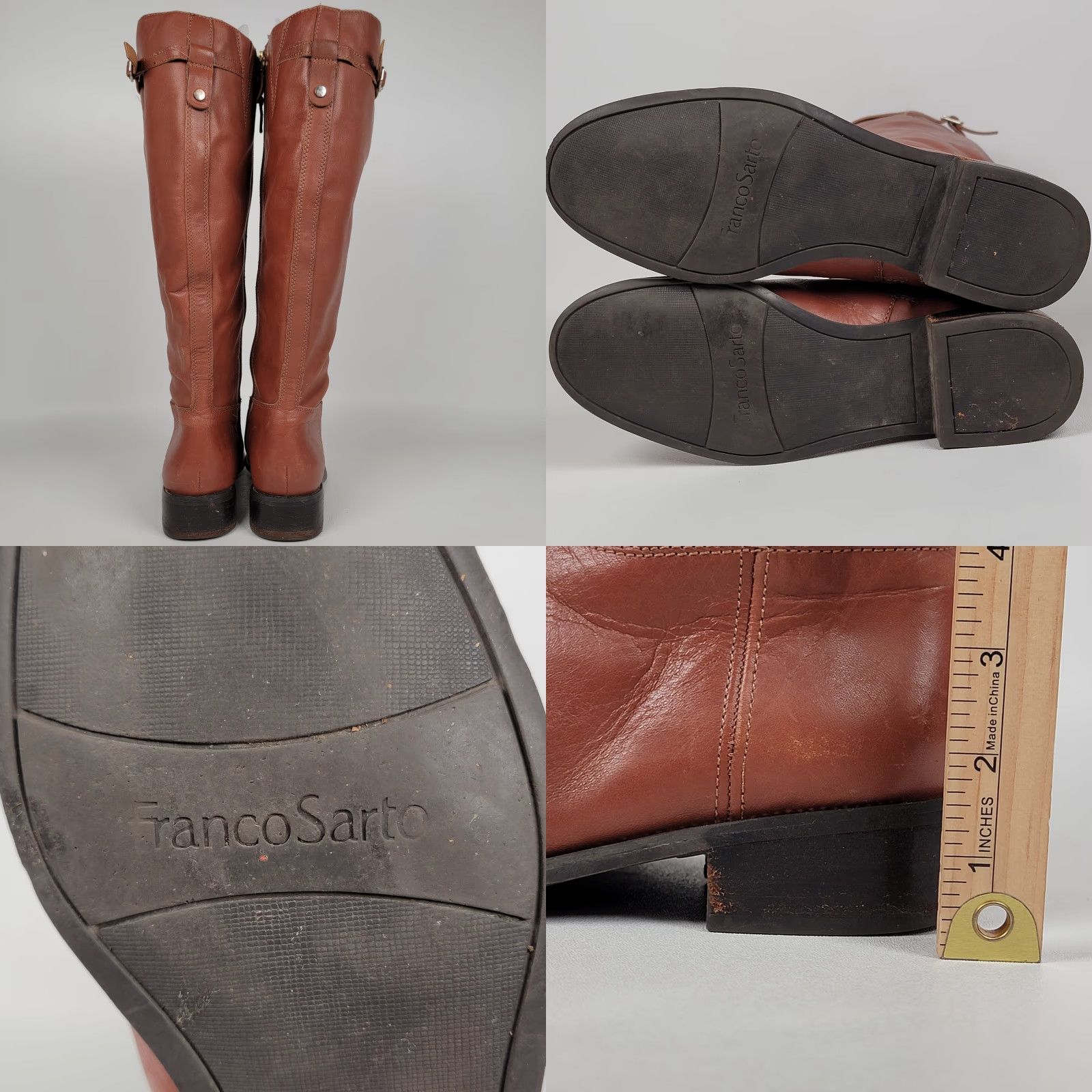 Franco Sarto Franco Sarto Barbara Brown Leather Tall Side Zip Riding Moto Boots Womens 7.5 M Size US 6 / IT 36 - 8 Thumbnail