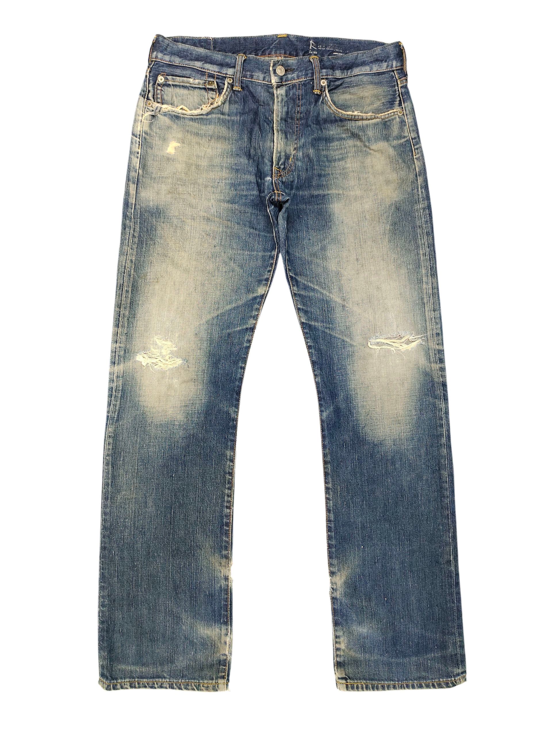 Kapital Vintage 90s Edwin 503R Regular Clawmark Distress Denim Jeans Size US 34 / EU 50 - 1 Thumbnail
