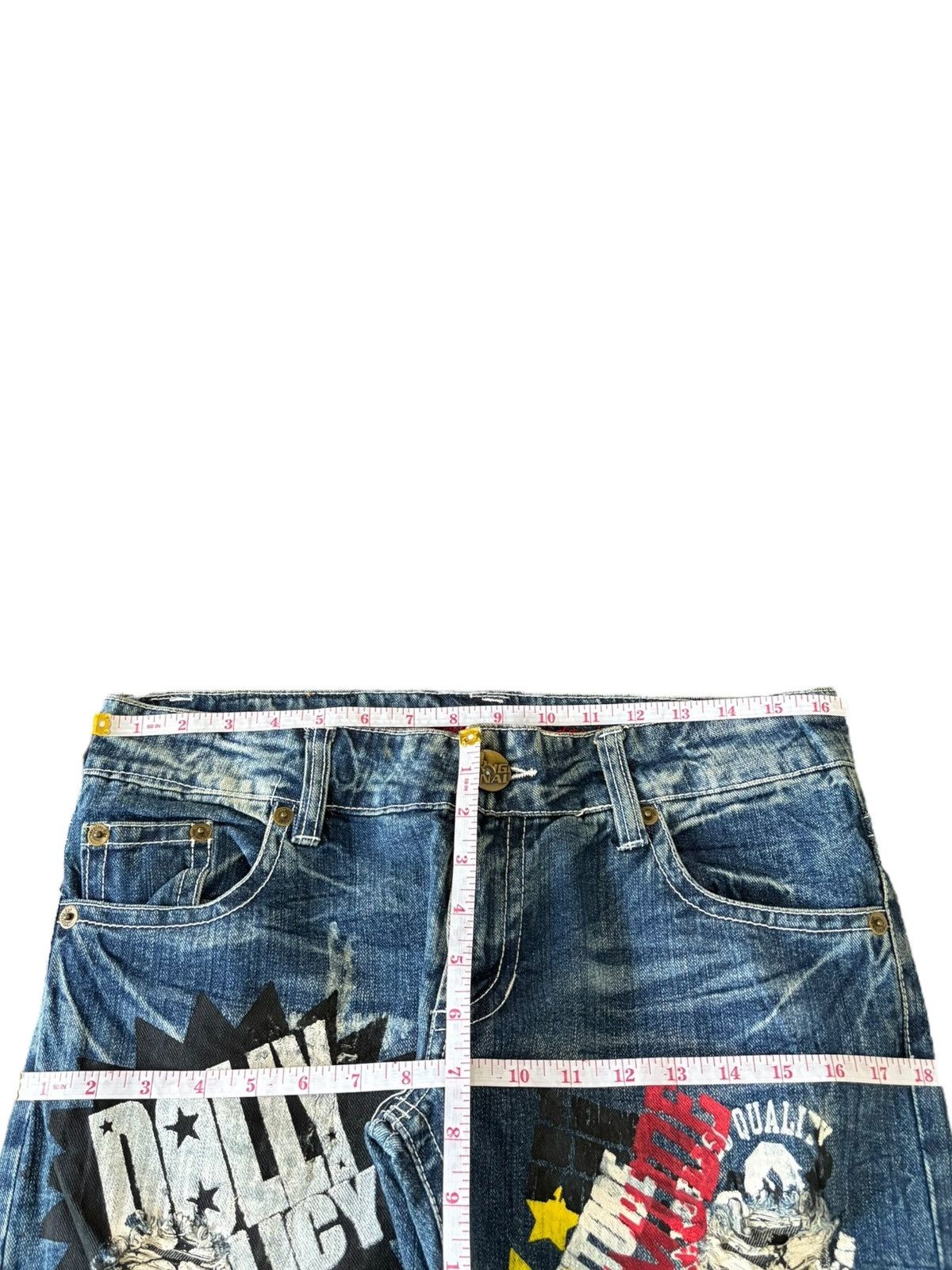 Seditionaries Vintage Japanese Brand Punk Printed Distress Loose Jeans Size 33" - 10 Thumbnail