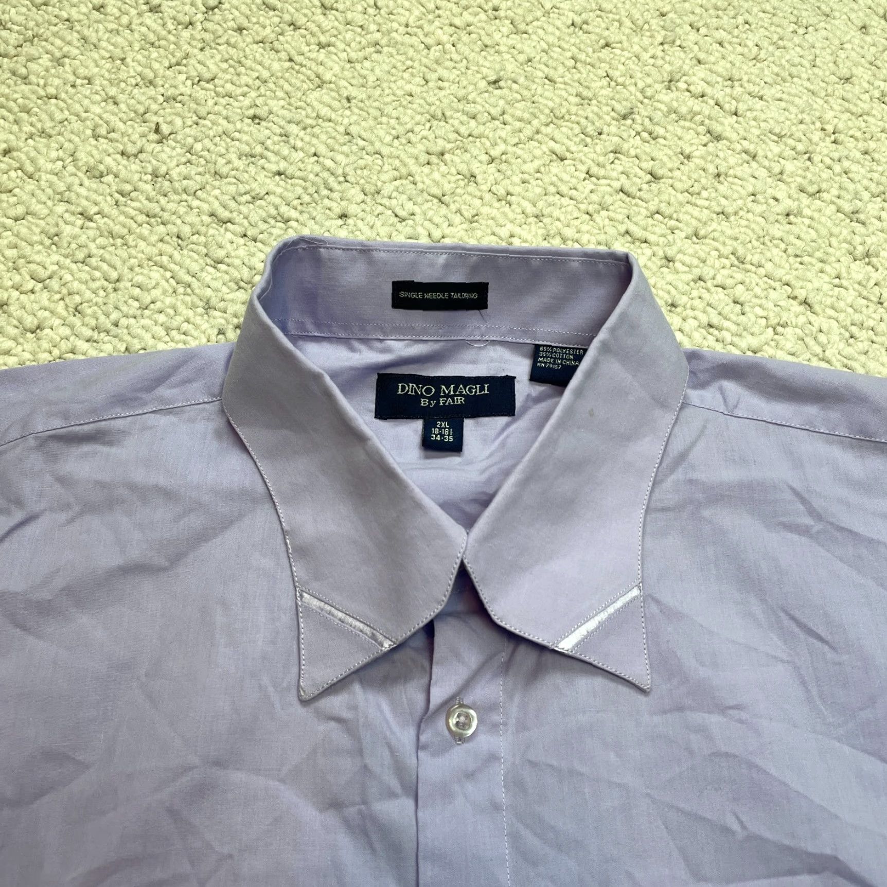 Vintage Dino Magli Button-Down Shirt Men 2XL Purple Dress Button Front French Cuff Size 48R - 2 Thumbnail