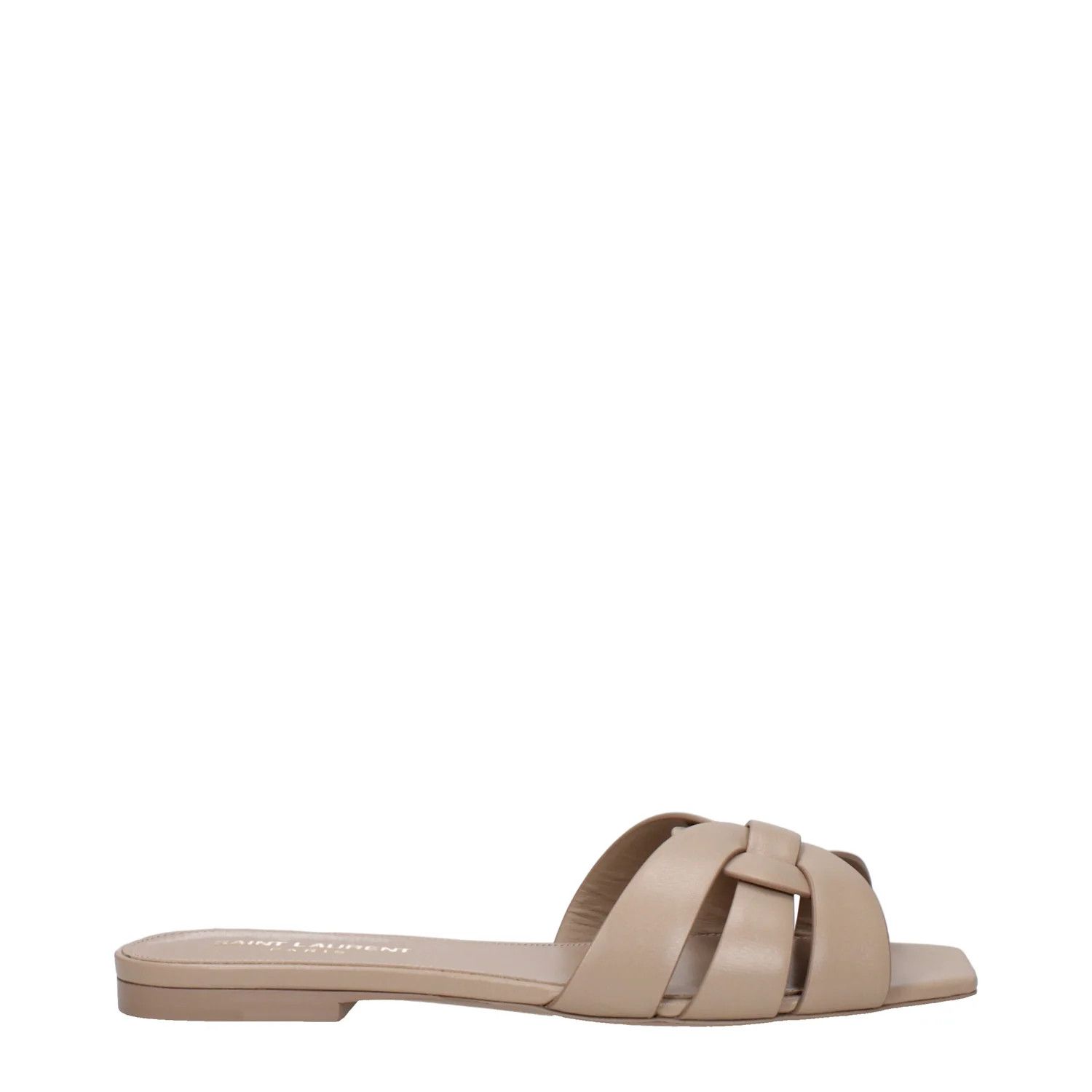 Saint Laurent Paris ob1o1e1124 Leather Slippers in Beige Size US 6 / IT 36 - 1 Thumbnail