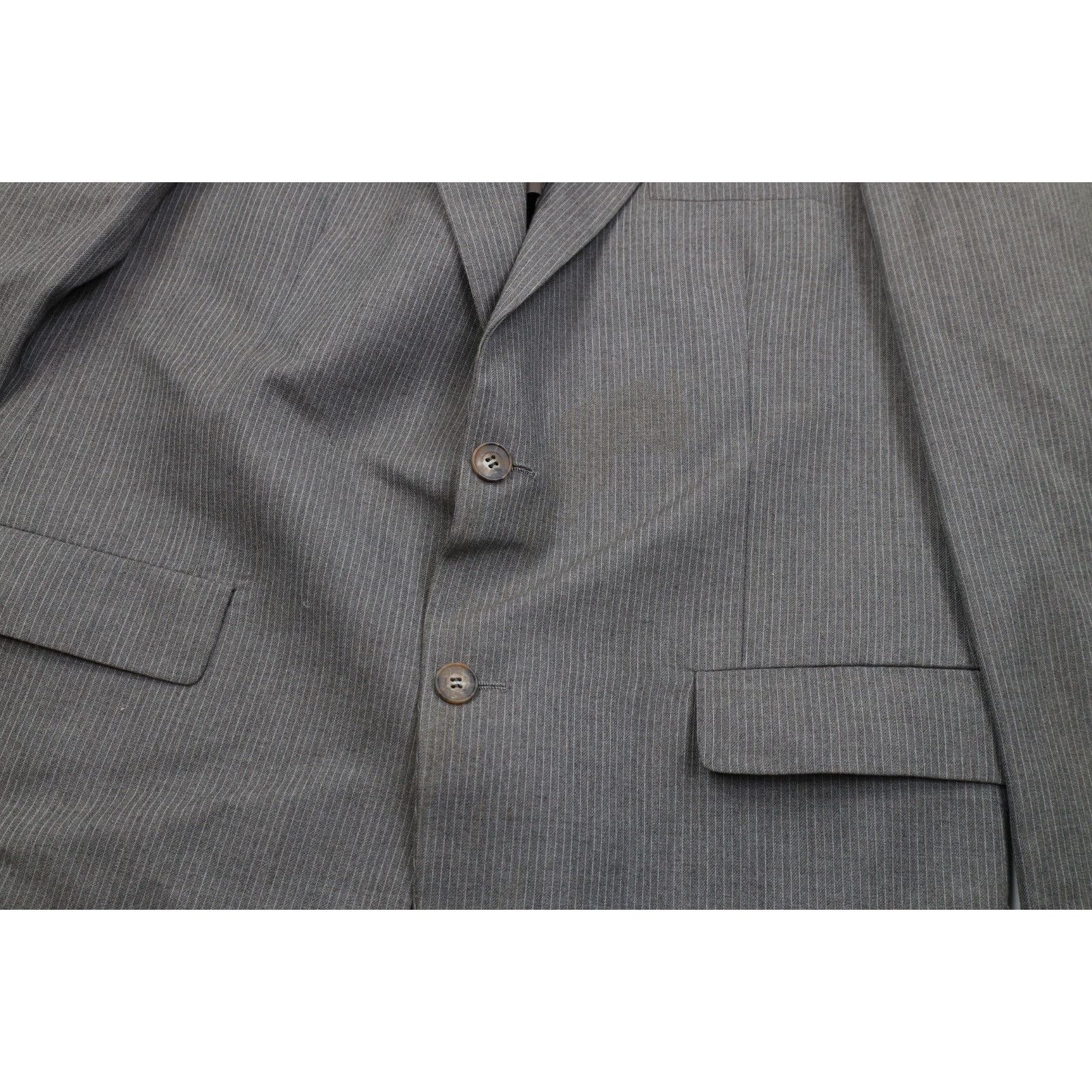 Vintage Vintage 70s Wool Pinstriped 2 Piece Suit Wedding Gray Size 44L - 4 Thumbnail