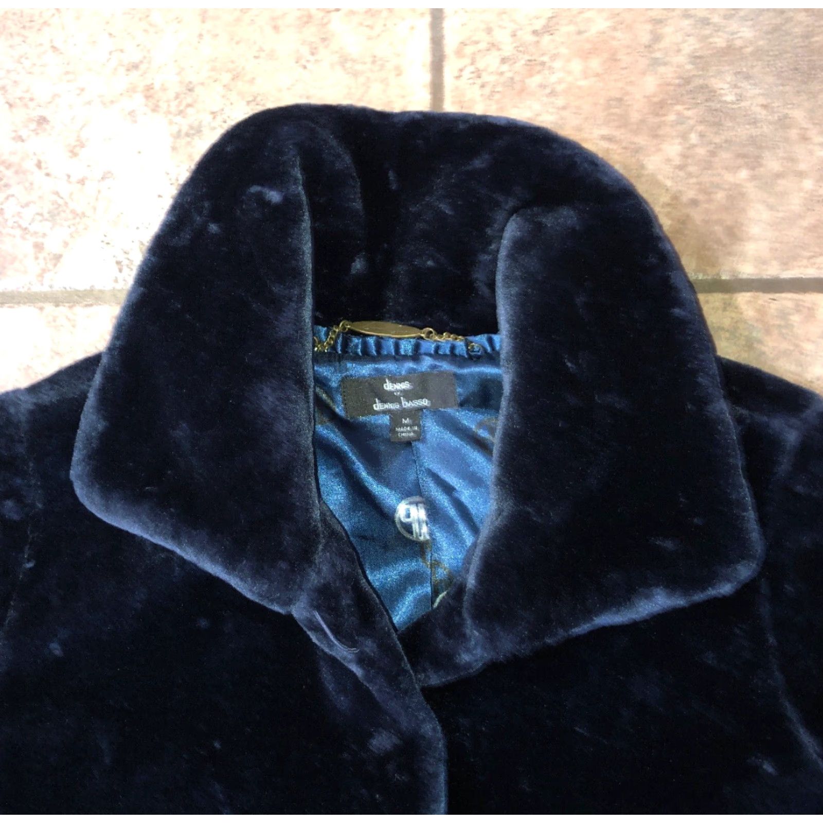 Vintage DENNIS BASO Women's Velour Jacket, Size M, Navy Blue, Button Front Size M / US 6-8 / IT 42-44 - 3 Thumbnail