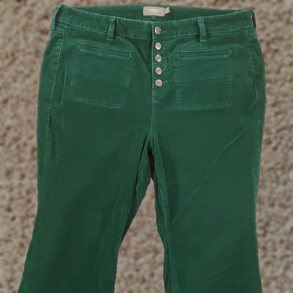 Torrid Torrid Pants Womens 18S Green Corduroy Bootcut High Rise Button Fly Size 40" / US 18 - 1 Thumbnail