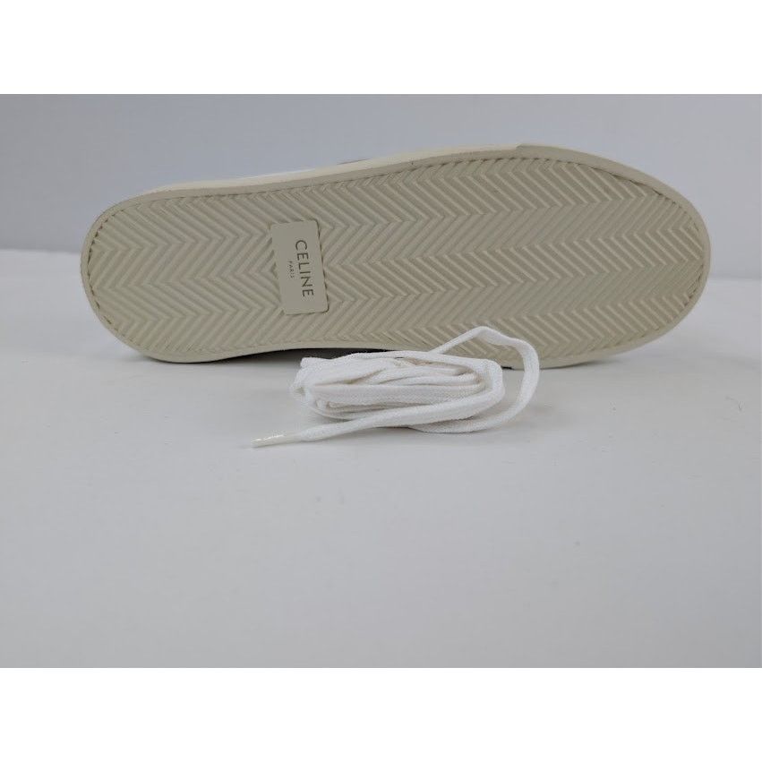 Celine o1rshd1 Smooth Leather Low Top Sneakers White/ Brown/ Black Size US 10 / EU 43 - 13 Thumbnail