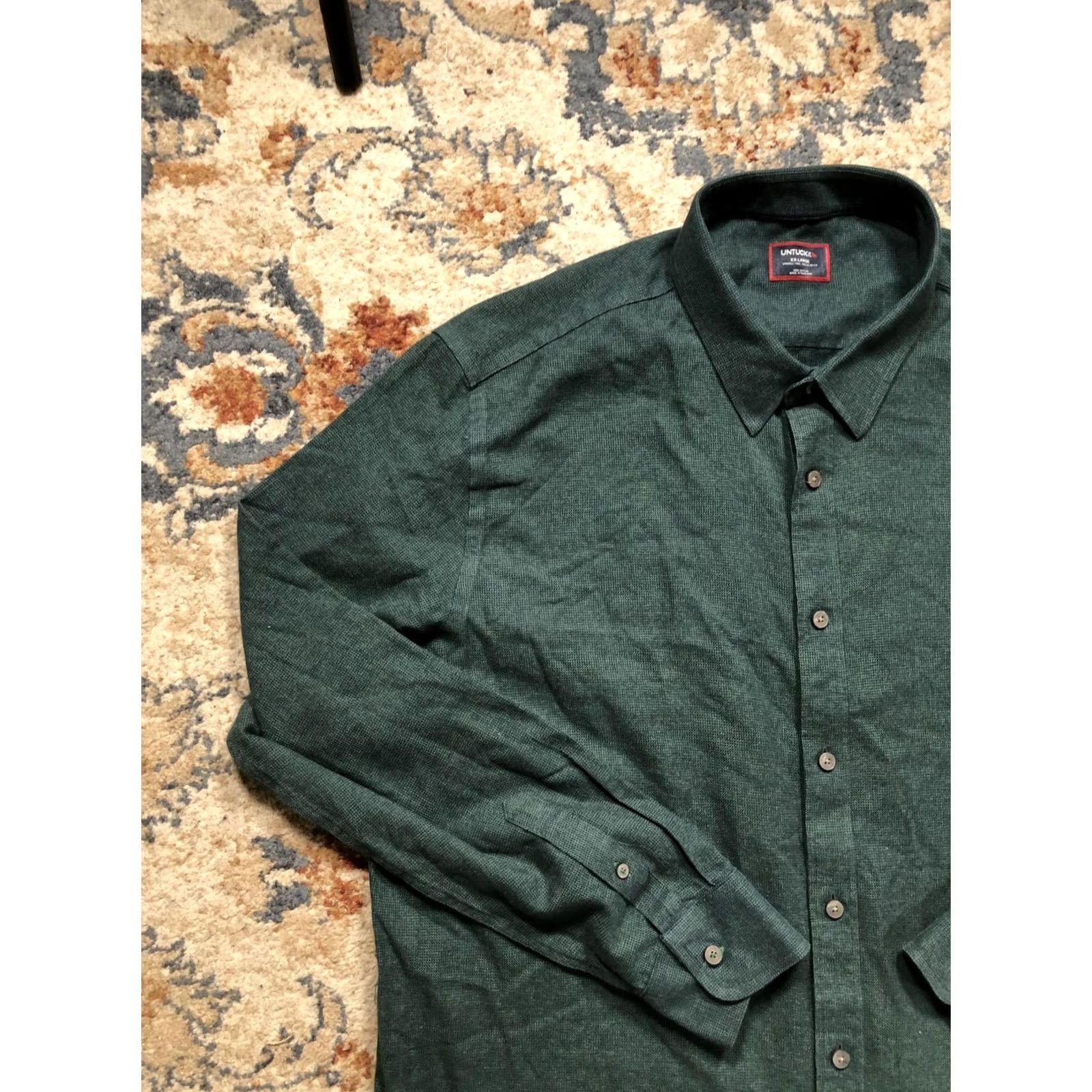 UNTUCKit UNTUCKit Shirt Mens 2XL Green Solid Non-Iron Wrinkle Free Long Sleeve Button-Up Casual Shirt Mens 2XL Green Wrinkle Free Non-Iron Button-Up Casual Size US XXL / EU 58 / 5 - 3 Thumbnail