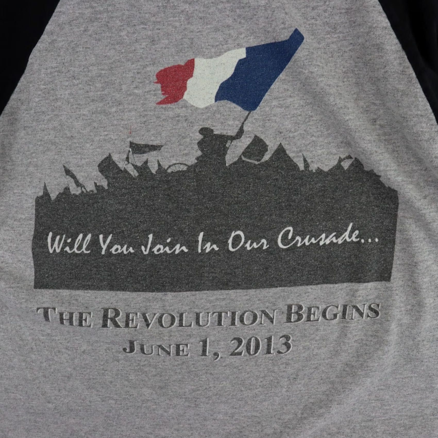 Anvil Les Misérables Adult Shirt L Gray Double-Sided Graphic Raglan ANVIL Mens Size US L / EU 52-54 / 3 - 3 Thumbnail