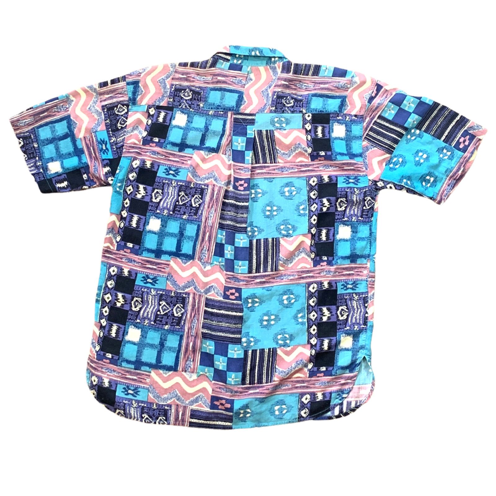 Vintage Vintage Van Heusen 90s Patchwork Button Up Shirt Turquoise Size US L / EU 52-54 / 3 - 9 Thumbnail