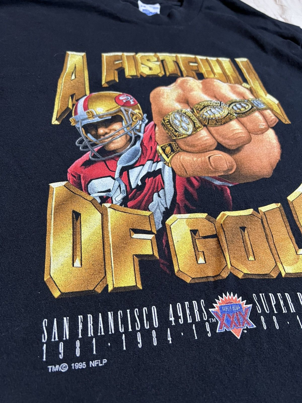Salem Sportswear 1995 Vintage San Francisco 49ers Fistfull Of Gold T-shirt Size US M / EU 48-50 / 2 - 4 Thumbnail
