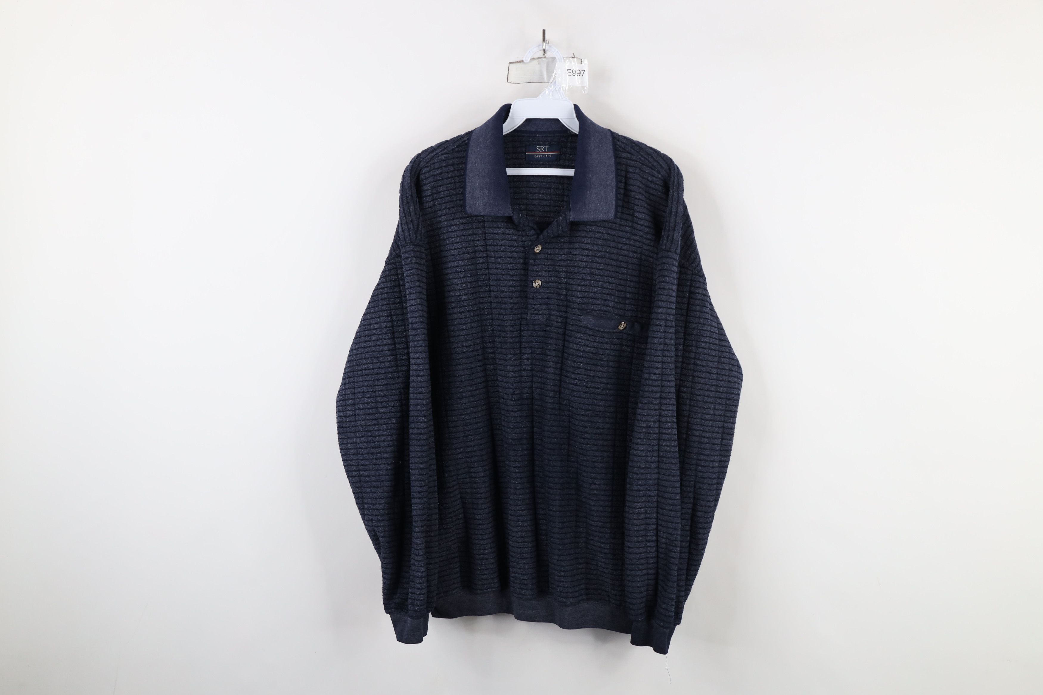 Vintage Vintage 90s Streetwear Textured Fleece Collared Sweatshirt Size US XL / EU 56 / 4 - 1 Thumbnail