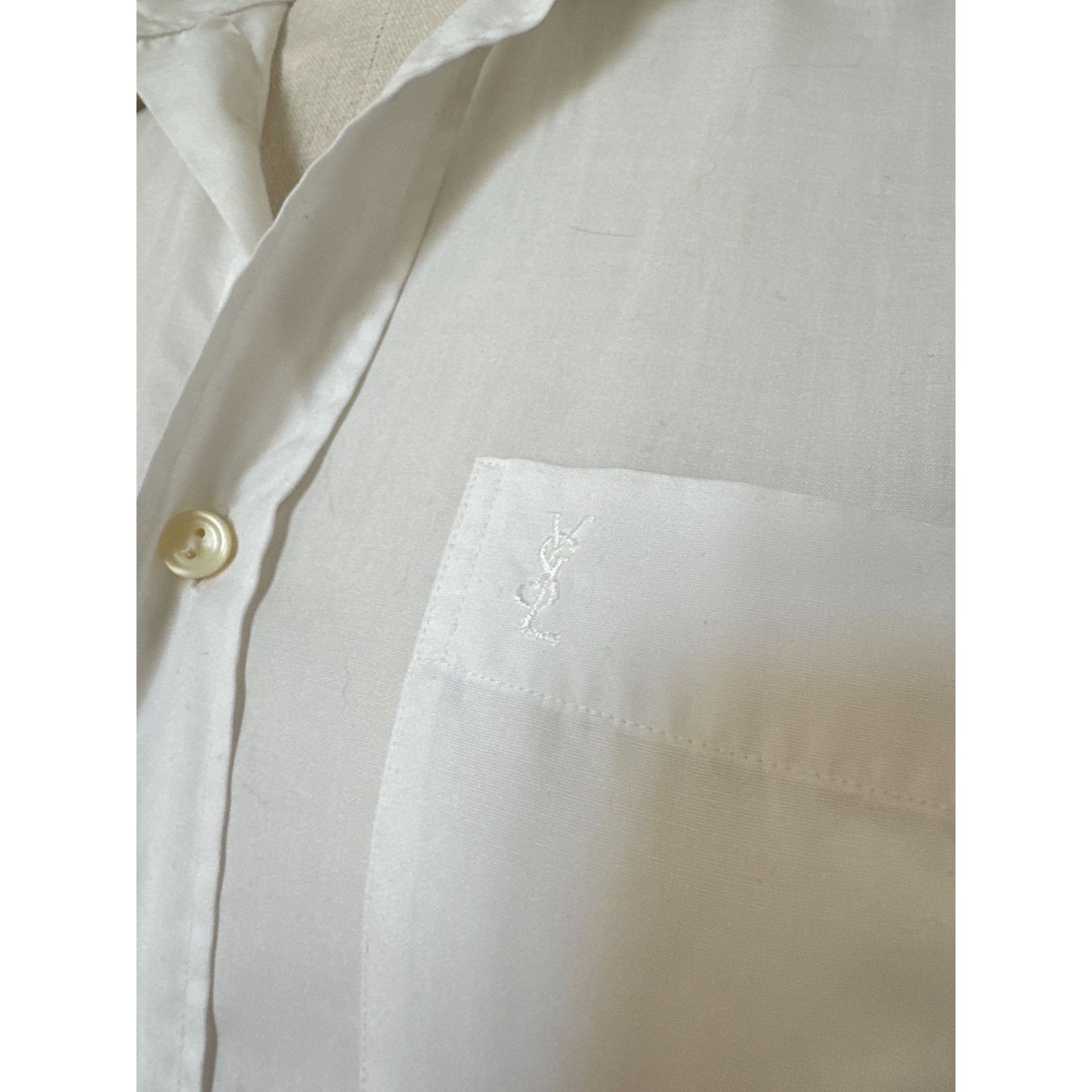 Yves Saint Laurent Vintage White Cotton Shirt Size M / US 6-8 / IT 42-44 - 3 Thumbnail