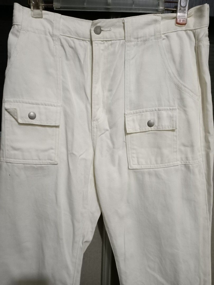 GU GU Jeans White Bush Pants Flare Workwear Japan Size US 32 / EU 48 - 2 Thumbnail