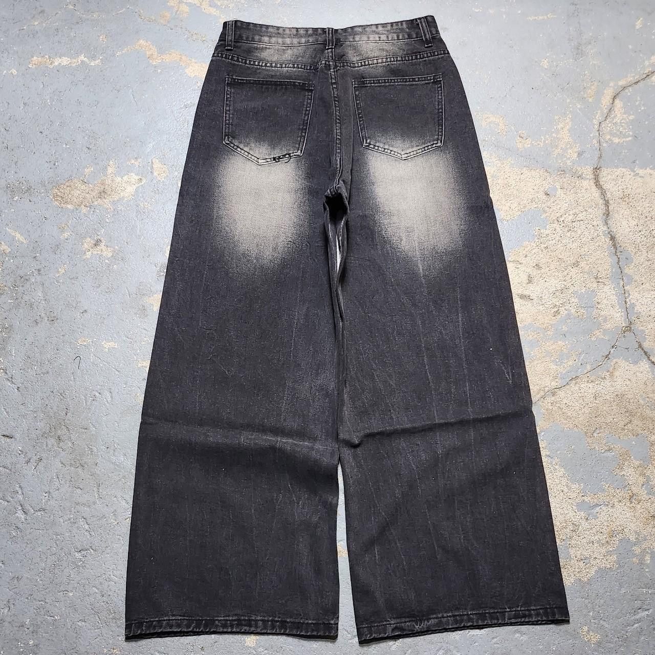 Japanese Brand Black Baggy Y2K Wide Leg Jeans Size US 30 / EU 46 - 2 Thumbnail