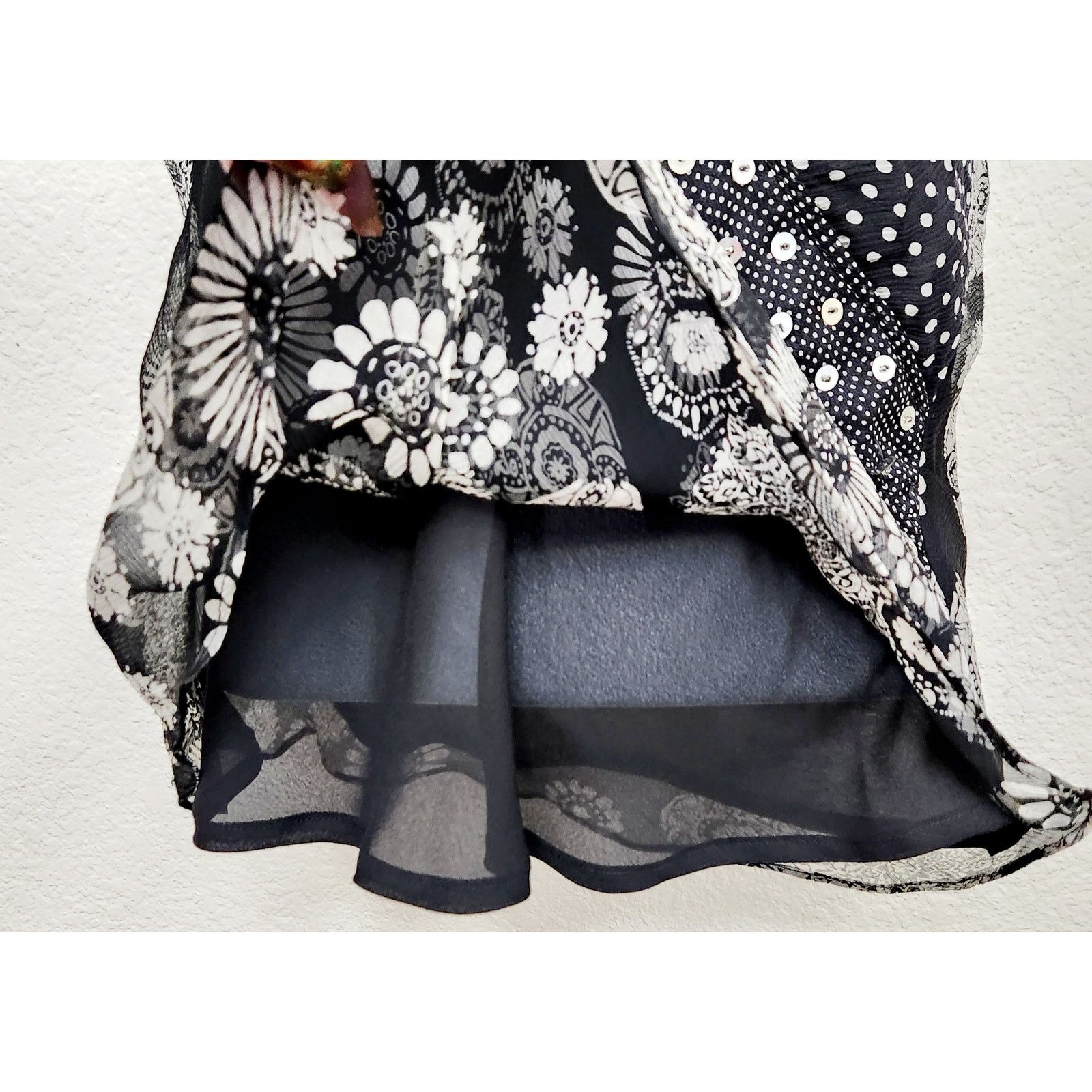 Other Signature Robbie Bee Black White Floral Polka Dot Top 10 Size L / US 10 / IT 46 - 2 Thumbnail